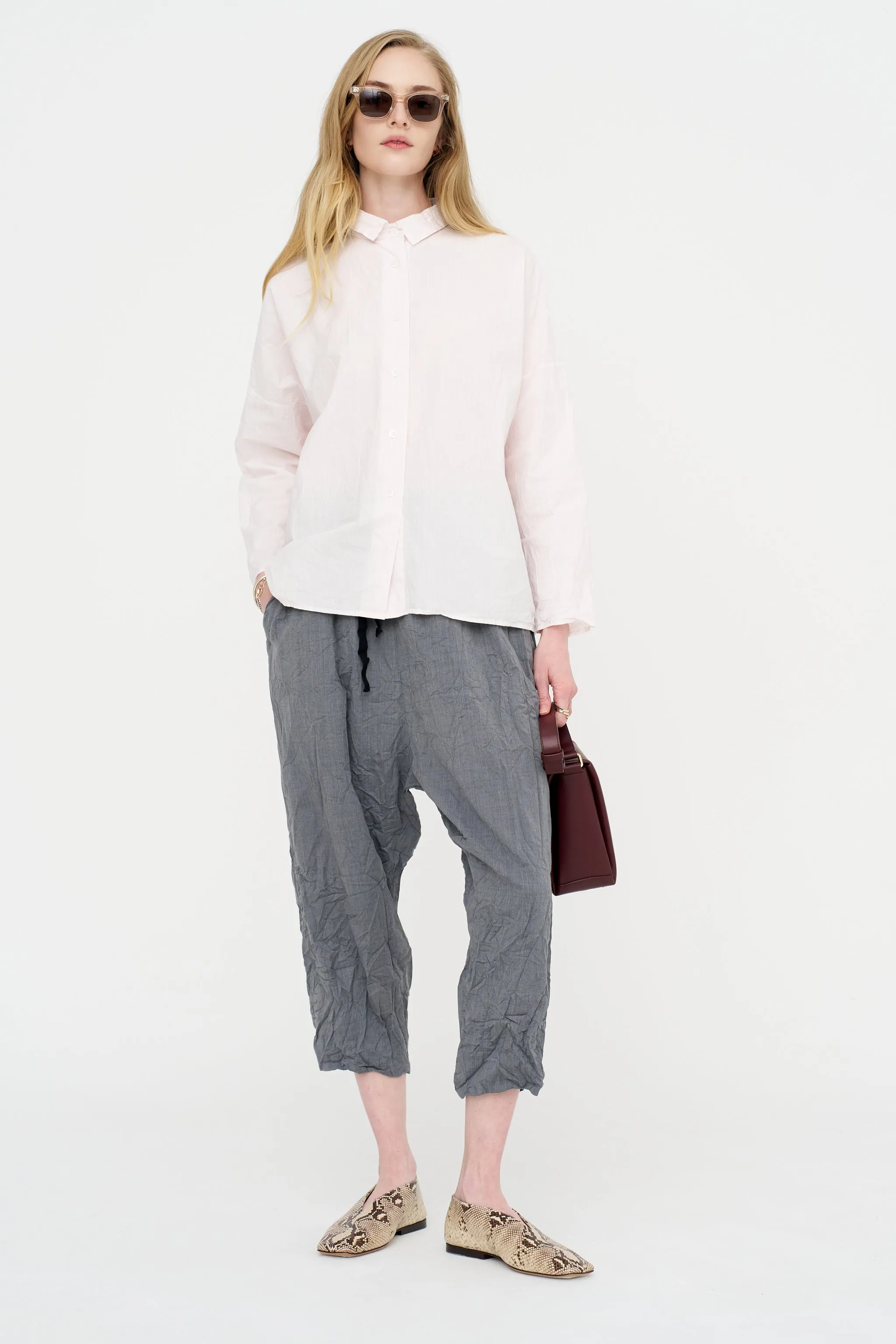 Wool Blend Twill Tapered Pant, Grey sold by Kick Pleat