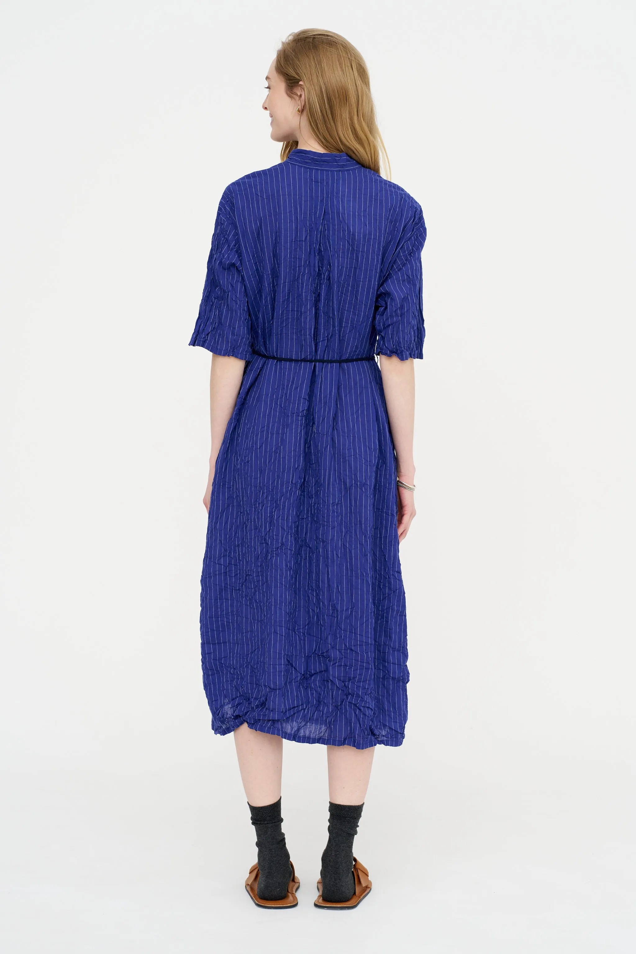 Blue Shirring Stripe Dress, Navy sold by Kick Pleat product image thumbnail 4