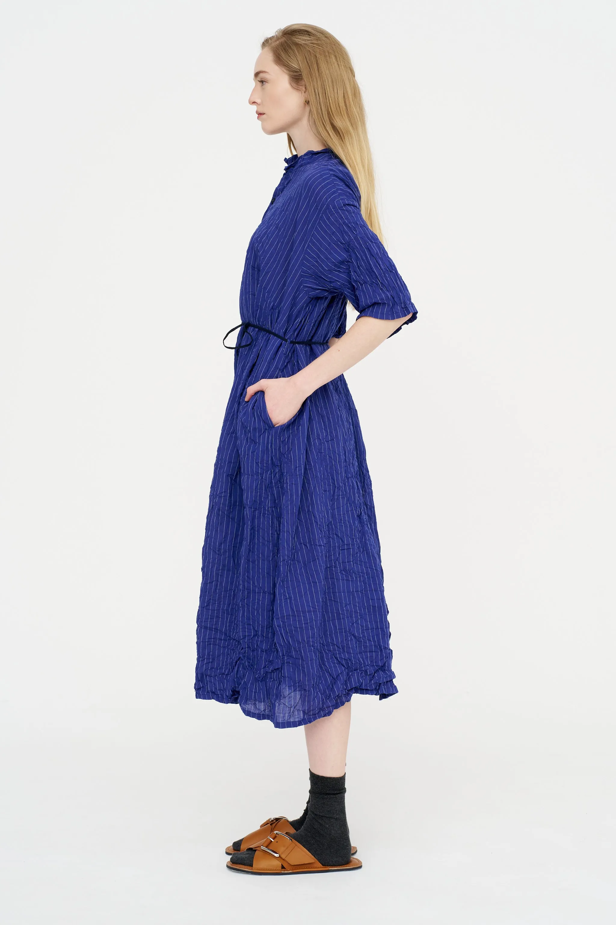 Blue Shirring Stripe Dress, Navy sold by Kick Pleat product image thumbnail 3