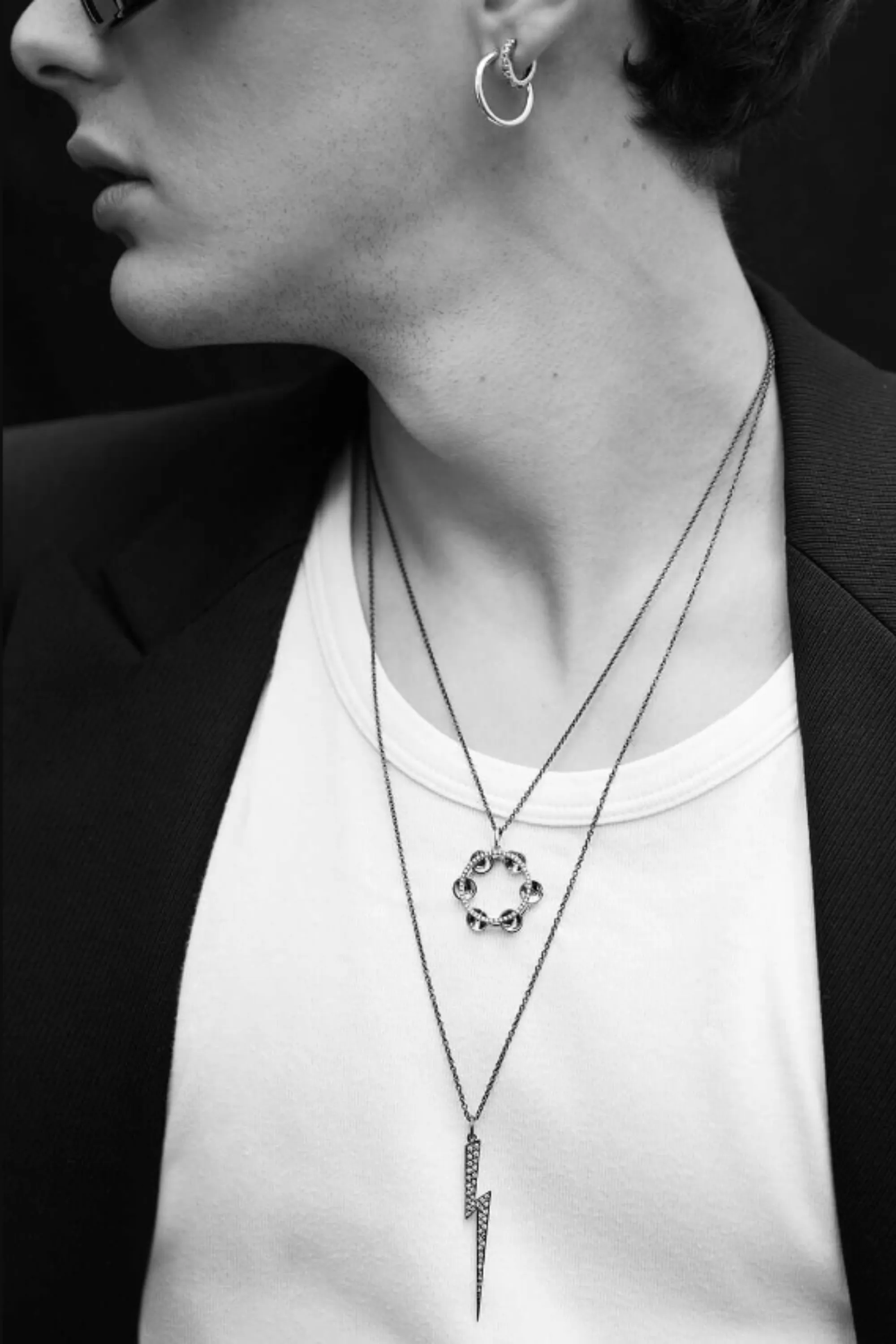 Thunder Pendant Necklace, White Gold sold by Kick Pleat