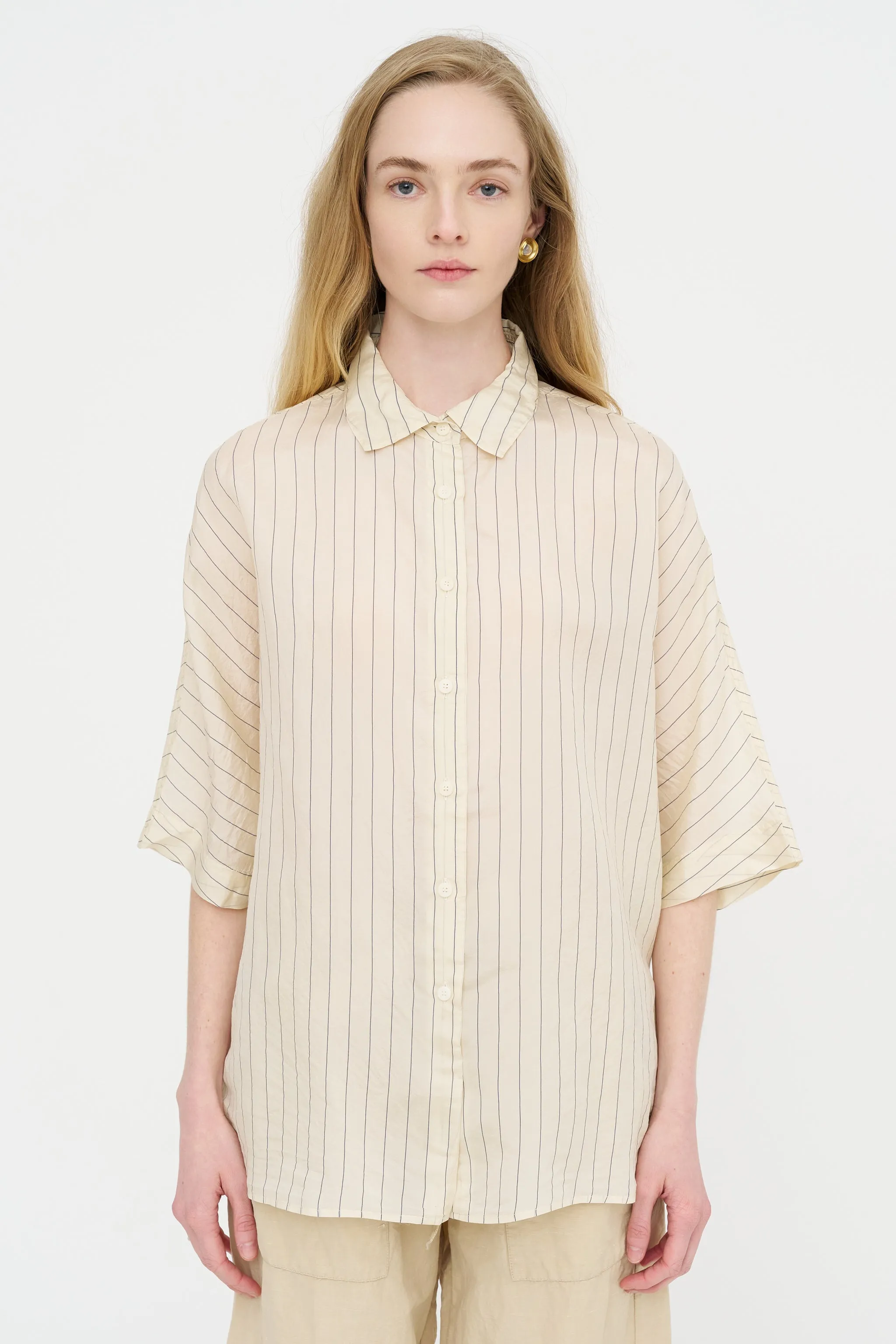 Waga Short Sleeve Shirt - Taffeta Silk, Stripe 1 sold by Kick Pleat product image thumbnail 2