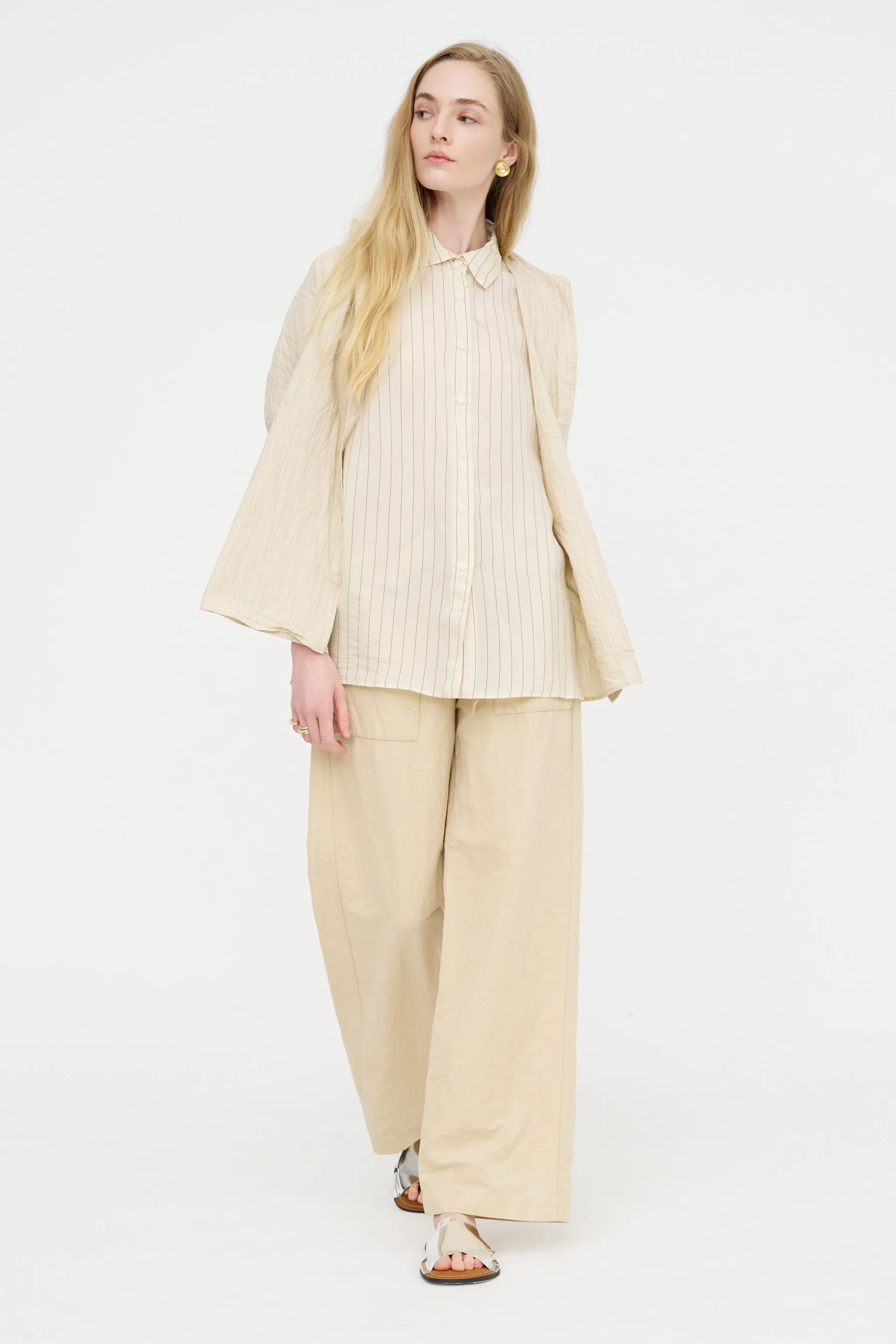 Waga Short Sleeve Shirt - Taffeta Silk, Stripe 1 sold by Kick Pleat