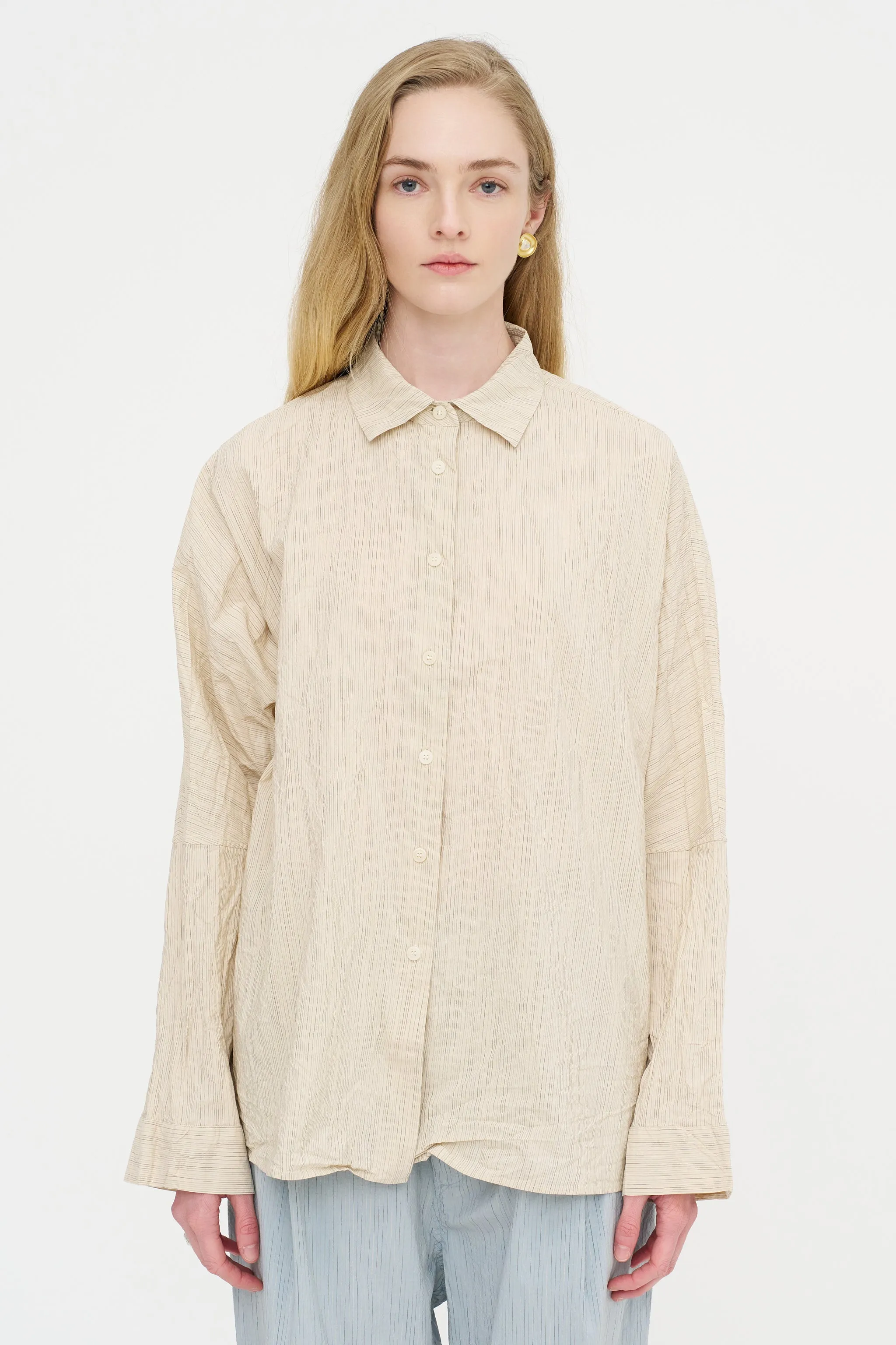Waga Long Sleeve Shirt - Wind Stripe, Nat Stripe sold by Kick Pleat product image thumbnail 3