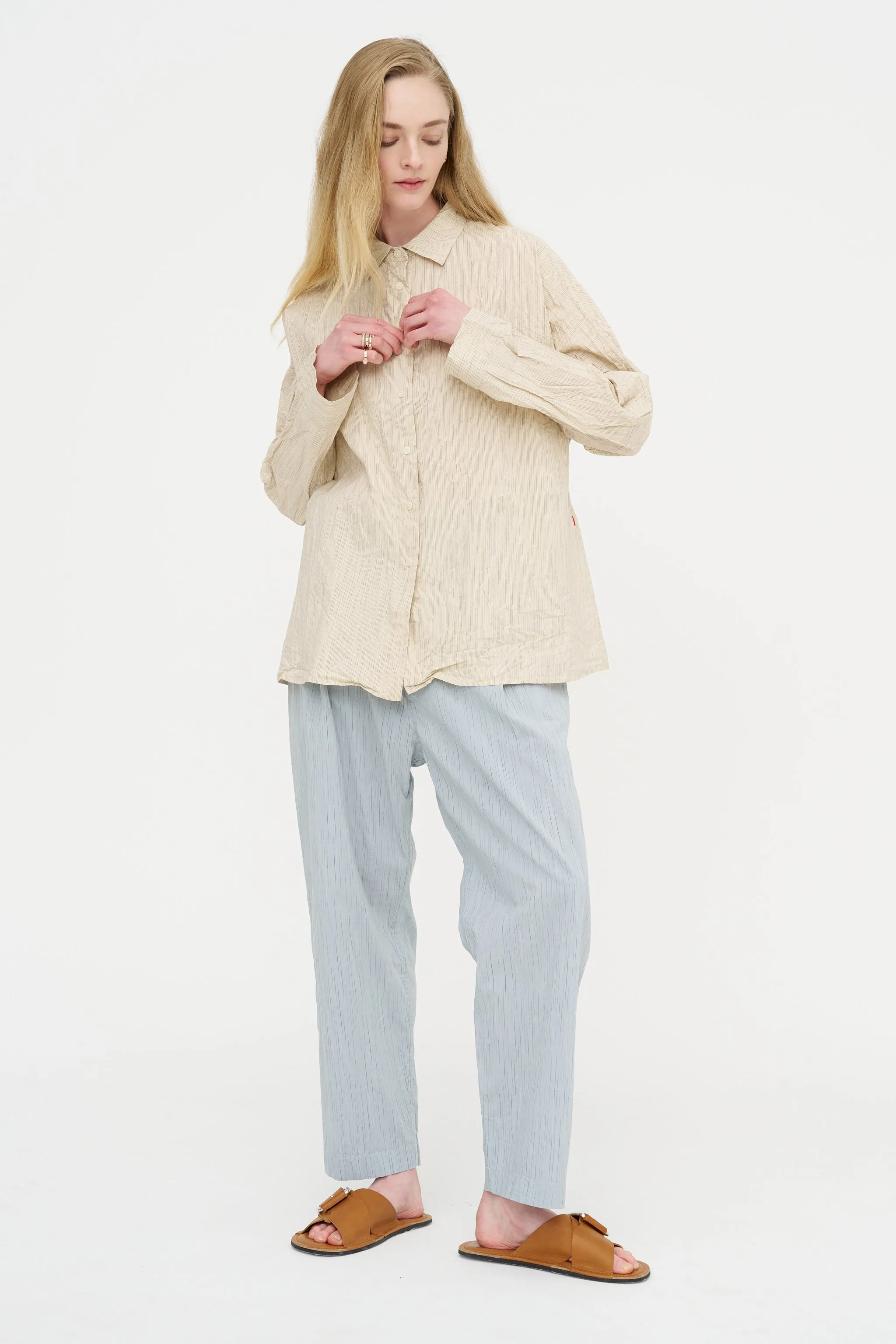 Waga Long Sleeve Shirt - Wind Stripe, Nat Stripe sold by Kick Pleat product image thumbnail 2