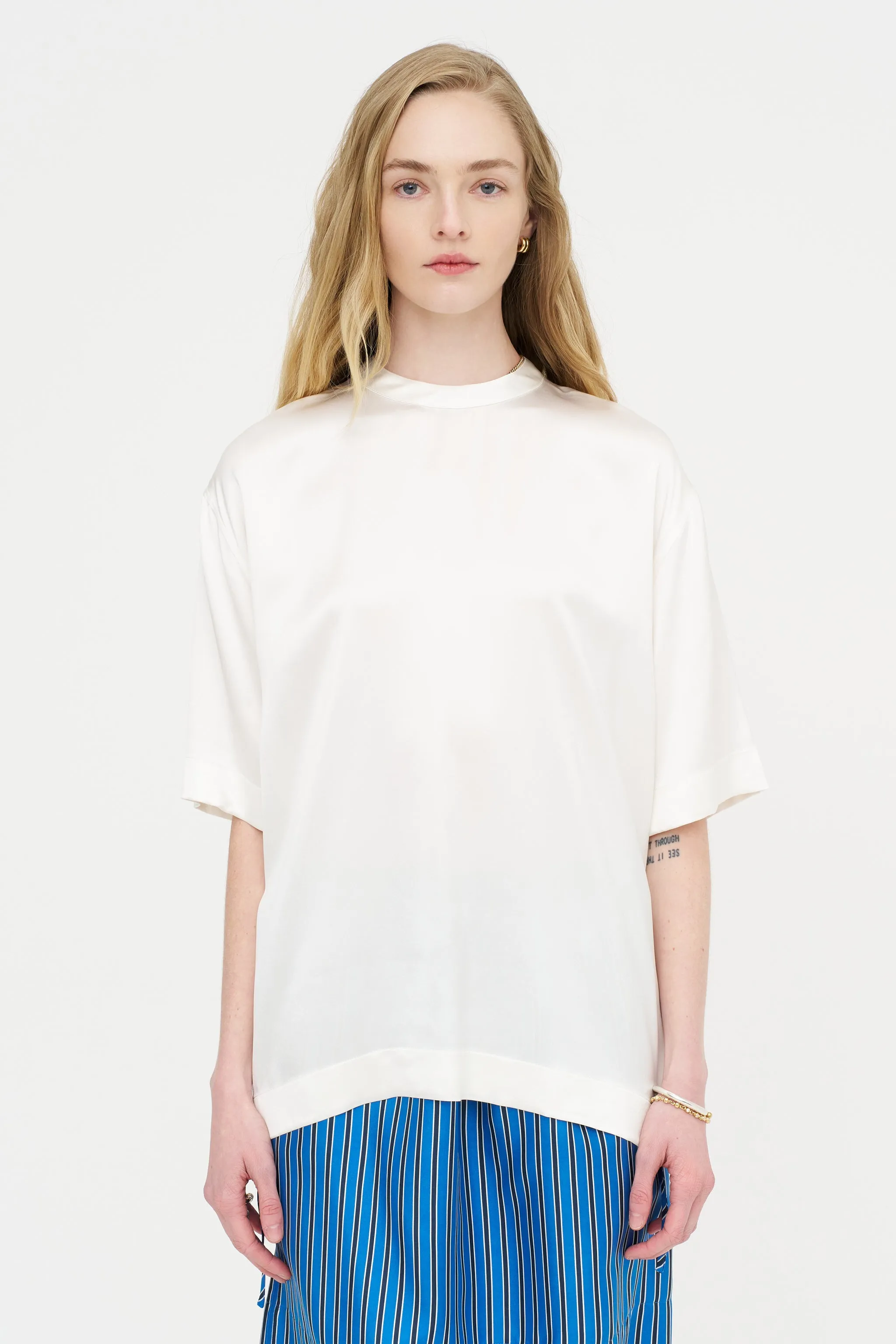 Satin Tee, White sold by Kick Pleat product image thumbnail 2