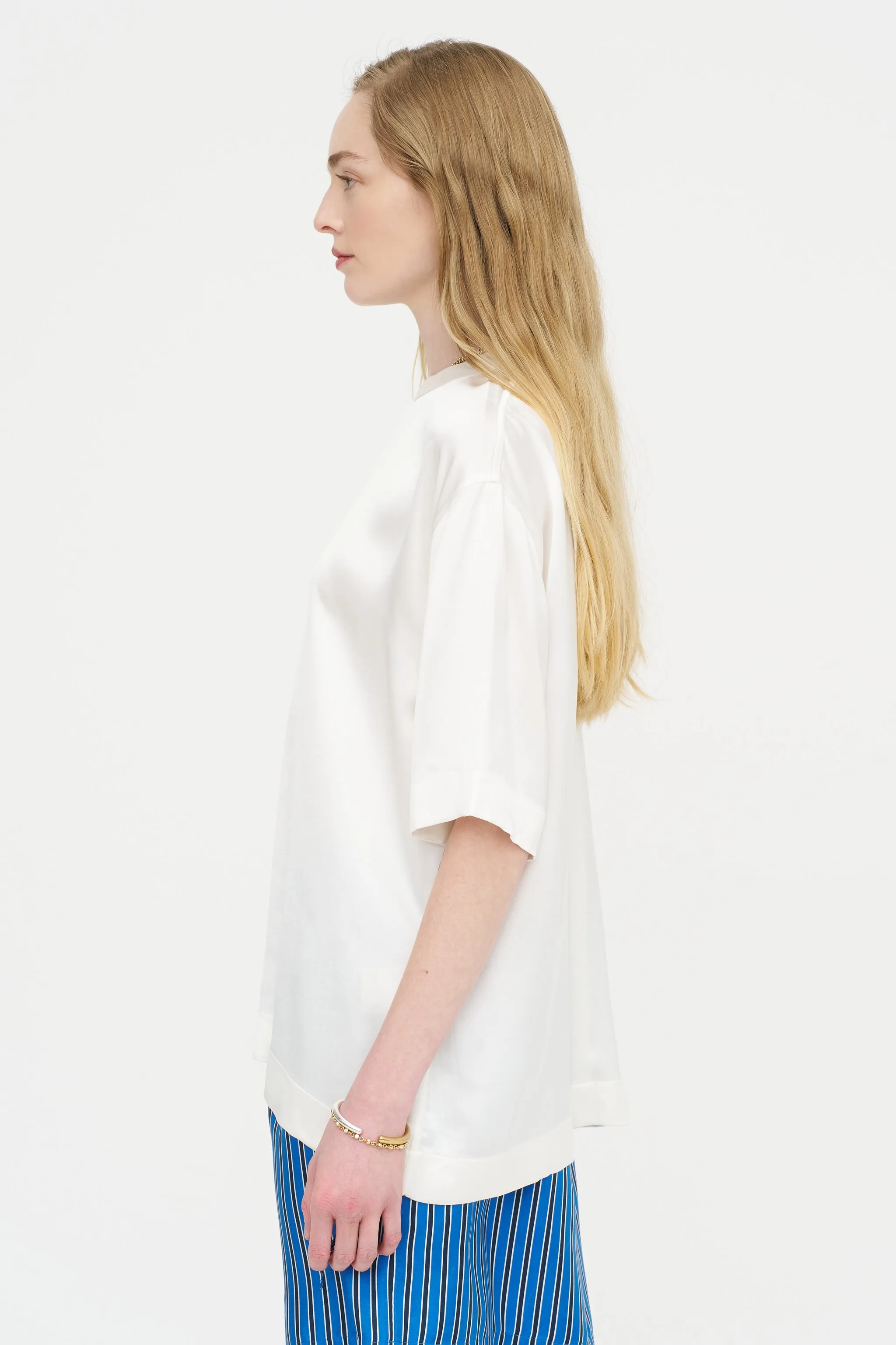 Satin Tee, White sold by Kick Pleat product image thumbnail 3