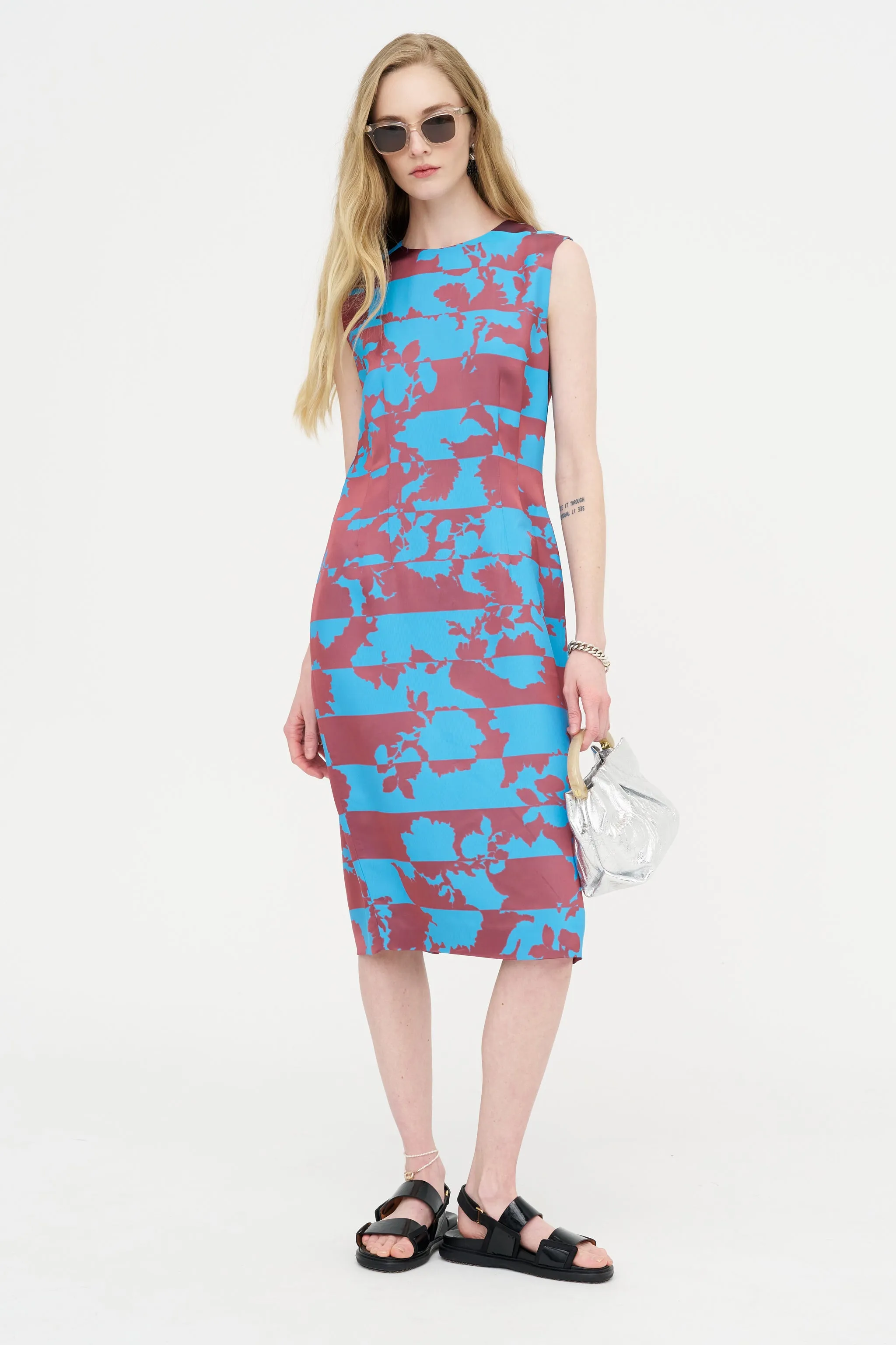 Printed Sheath Dress, Blue sold by Kick Pleat