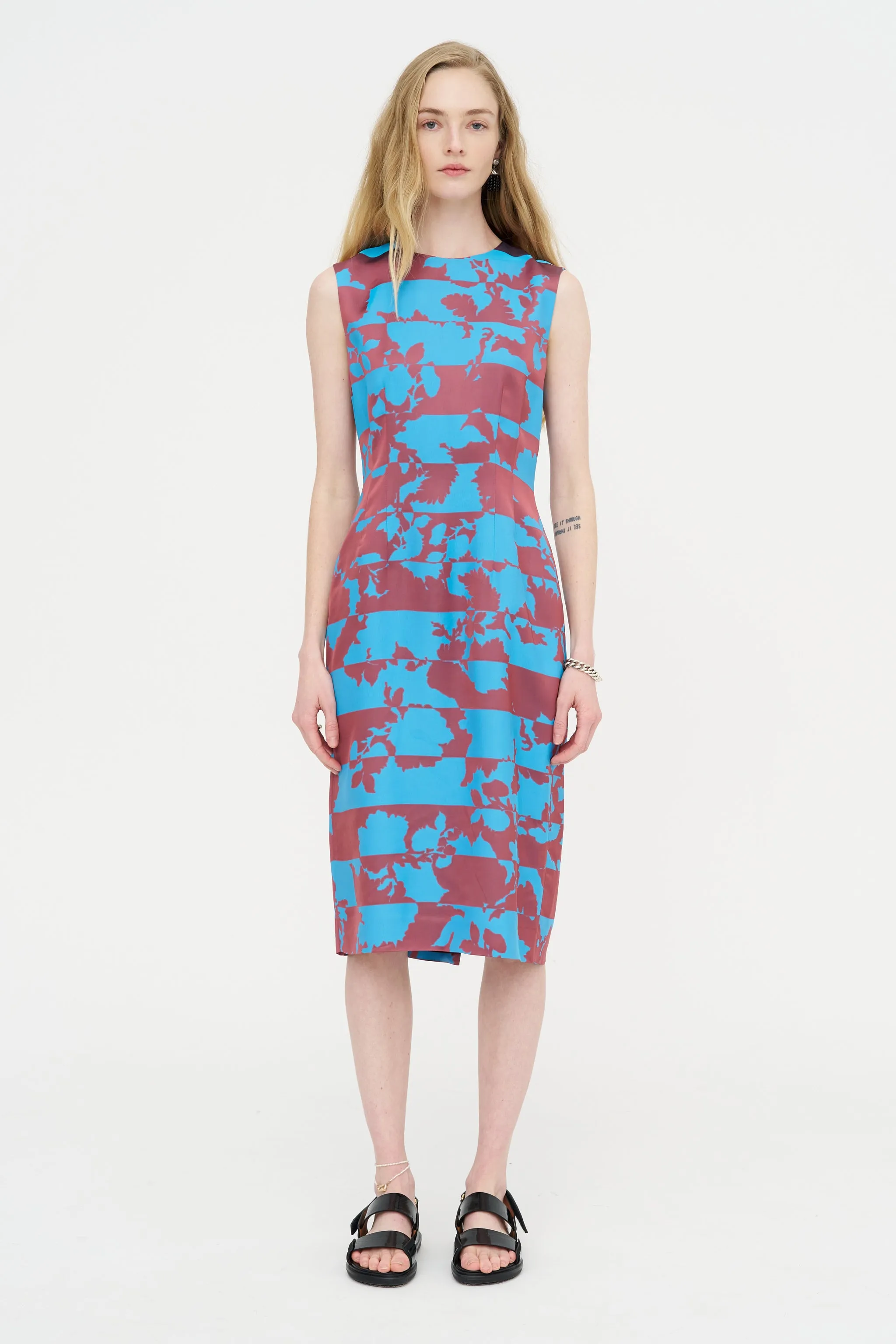 Printed Sheath Dress, Blue sold by Kick Pleat product image thumbnail 3