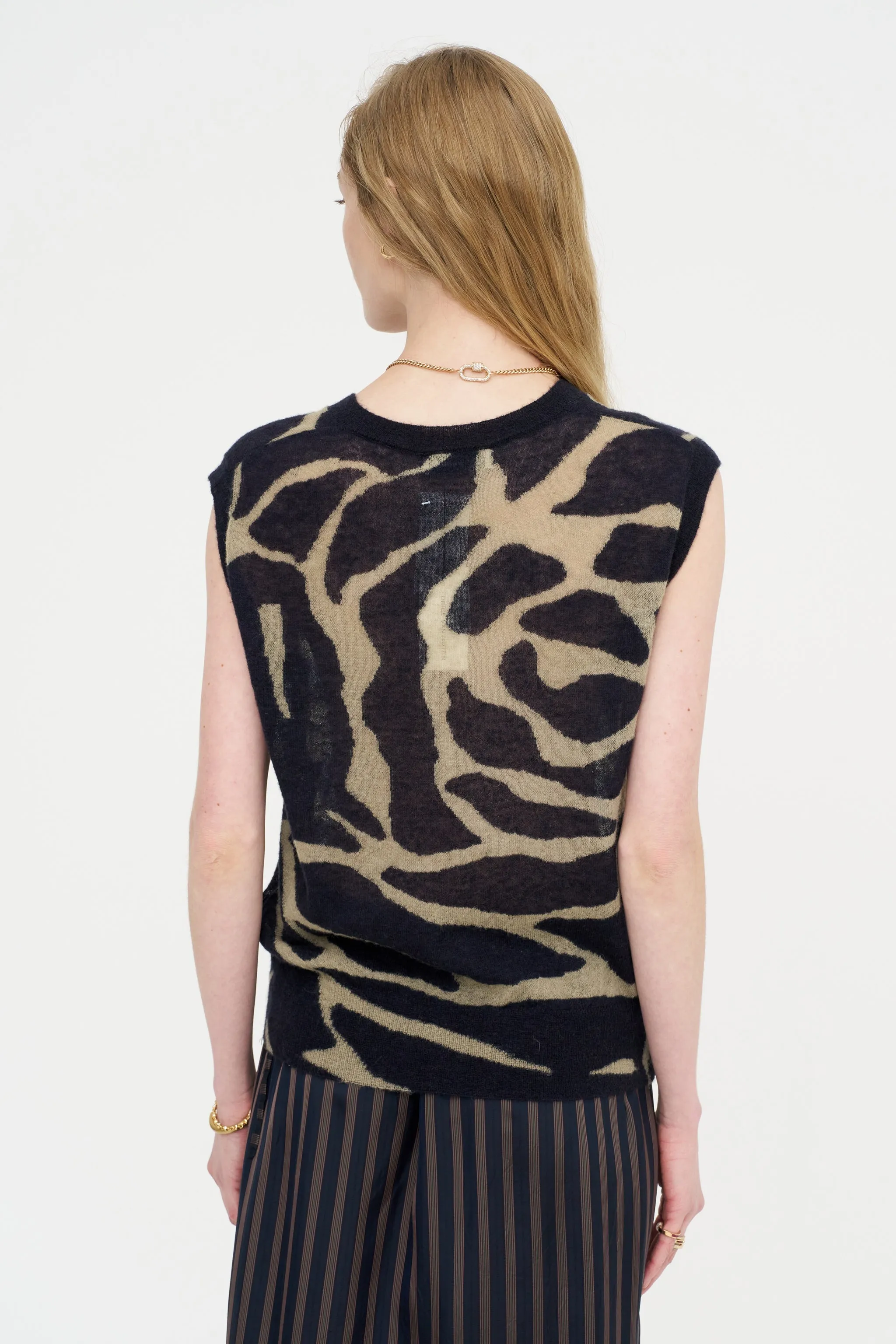 Printed Sweater Vest, Navy sold by Kick Pleat product image thumbnail 5