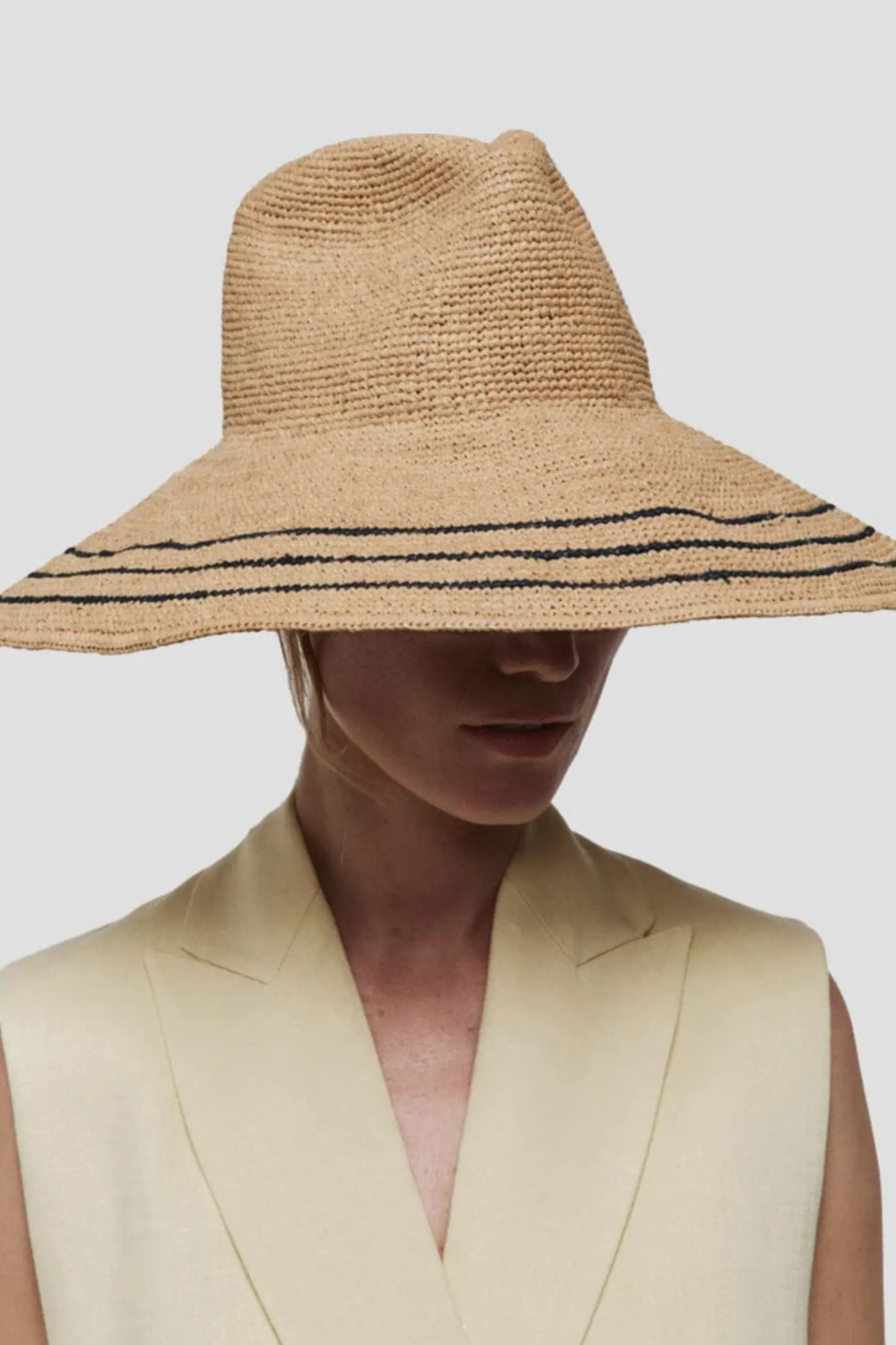 Waverly, Sand & Navy sold by Kick Pleat