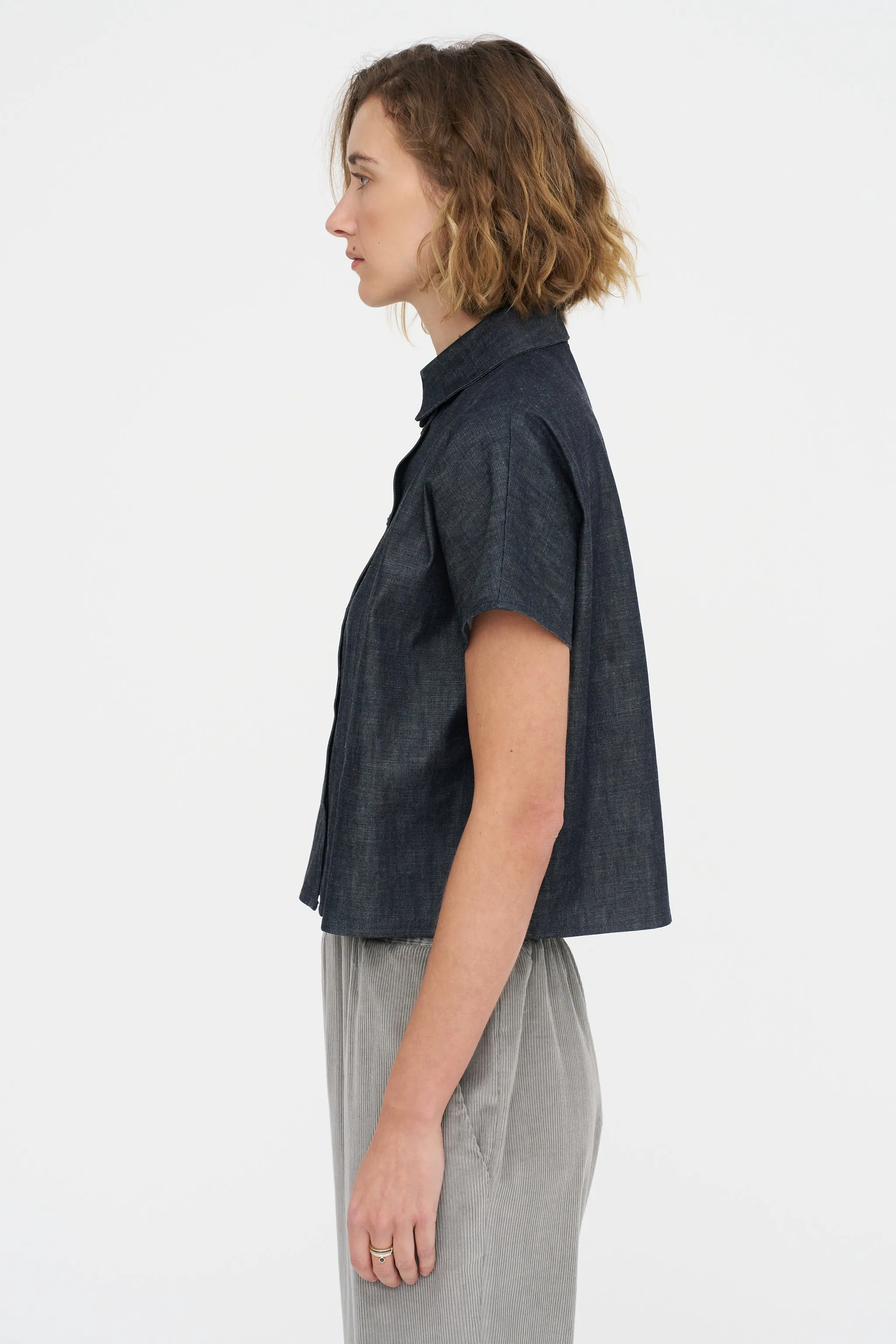 Crop Shirt - Denim, Indigo sold by Kick Pleat product image thumbnail 4