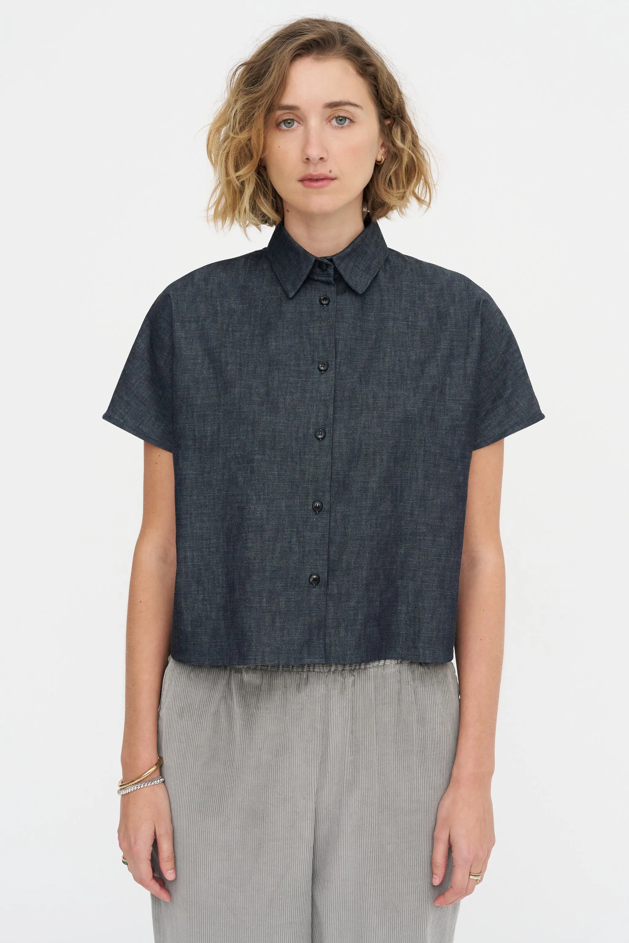 Crop Shirt - Denim, Indigo sold by Kick Pleat product image thumbnail 3