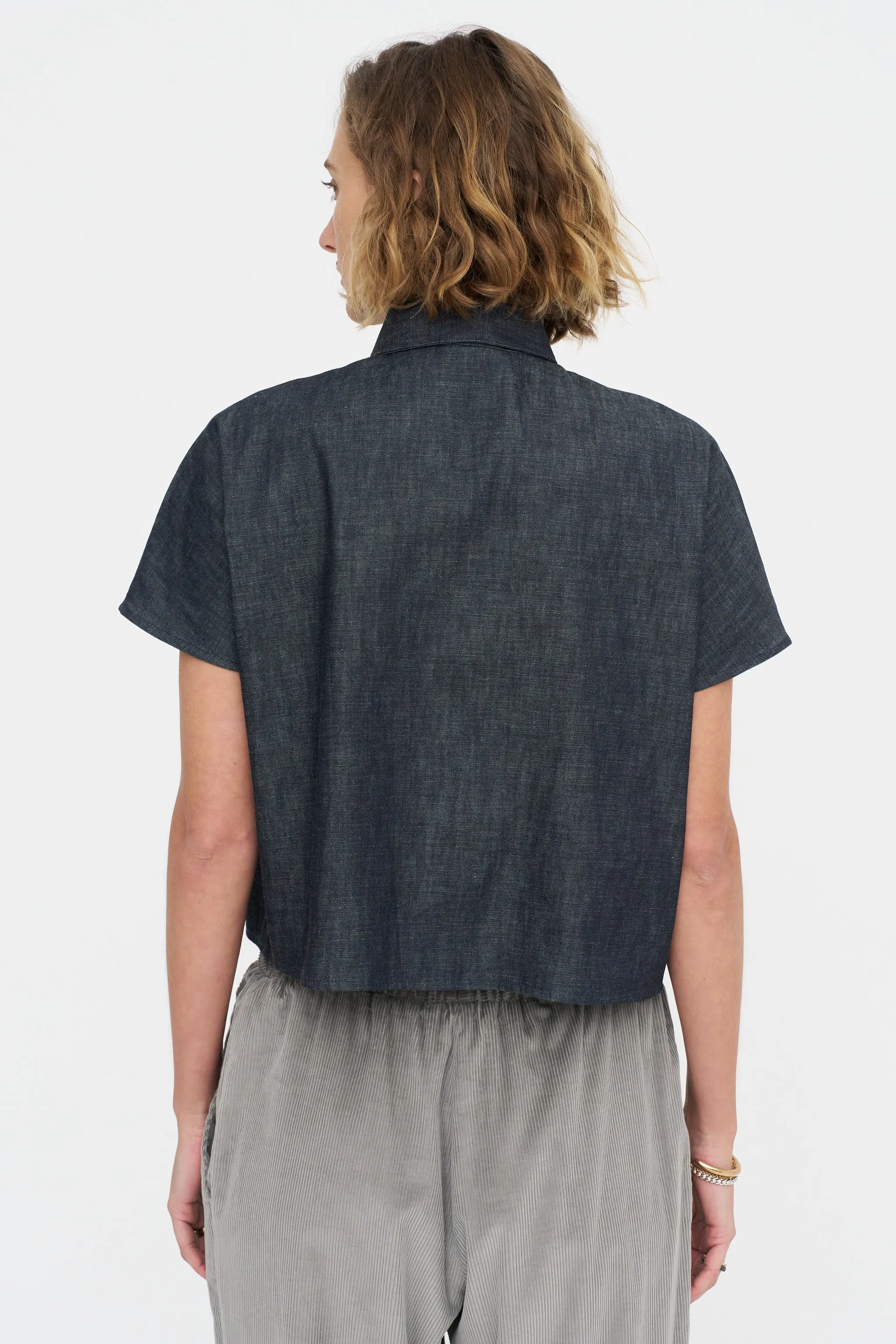 Crop Shirt - Denim, Indigo sold by Kick Pleat product image thumbnail 5