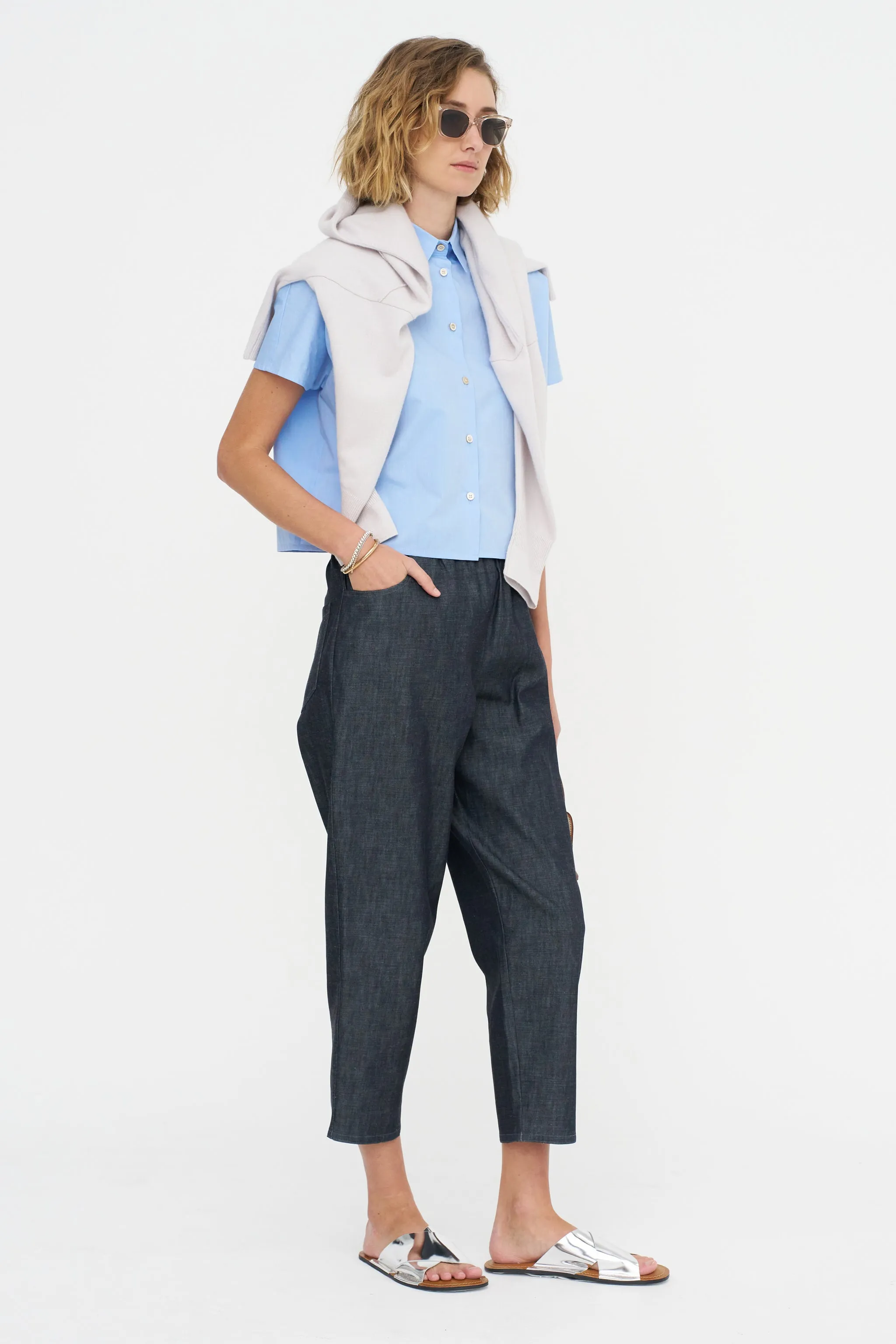 Crop Shirt - Popeline, Sky sold by Kick Pleat product image thumbnail 5