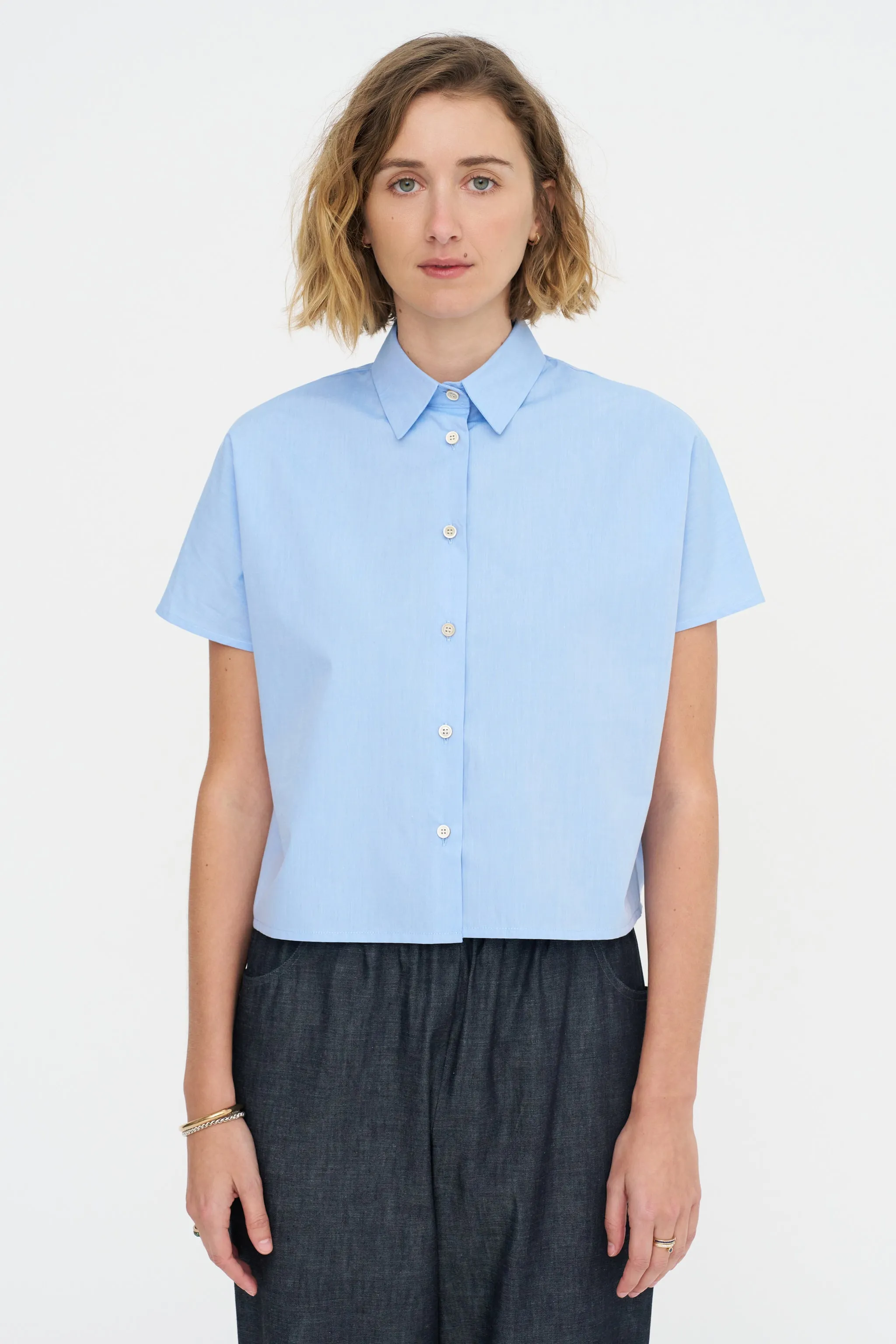 Crop Shirt - Popeline, Sky sold by Kick Pleat product image thumbnail 2