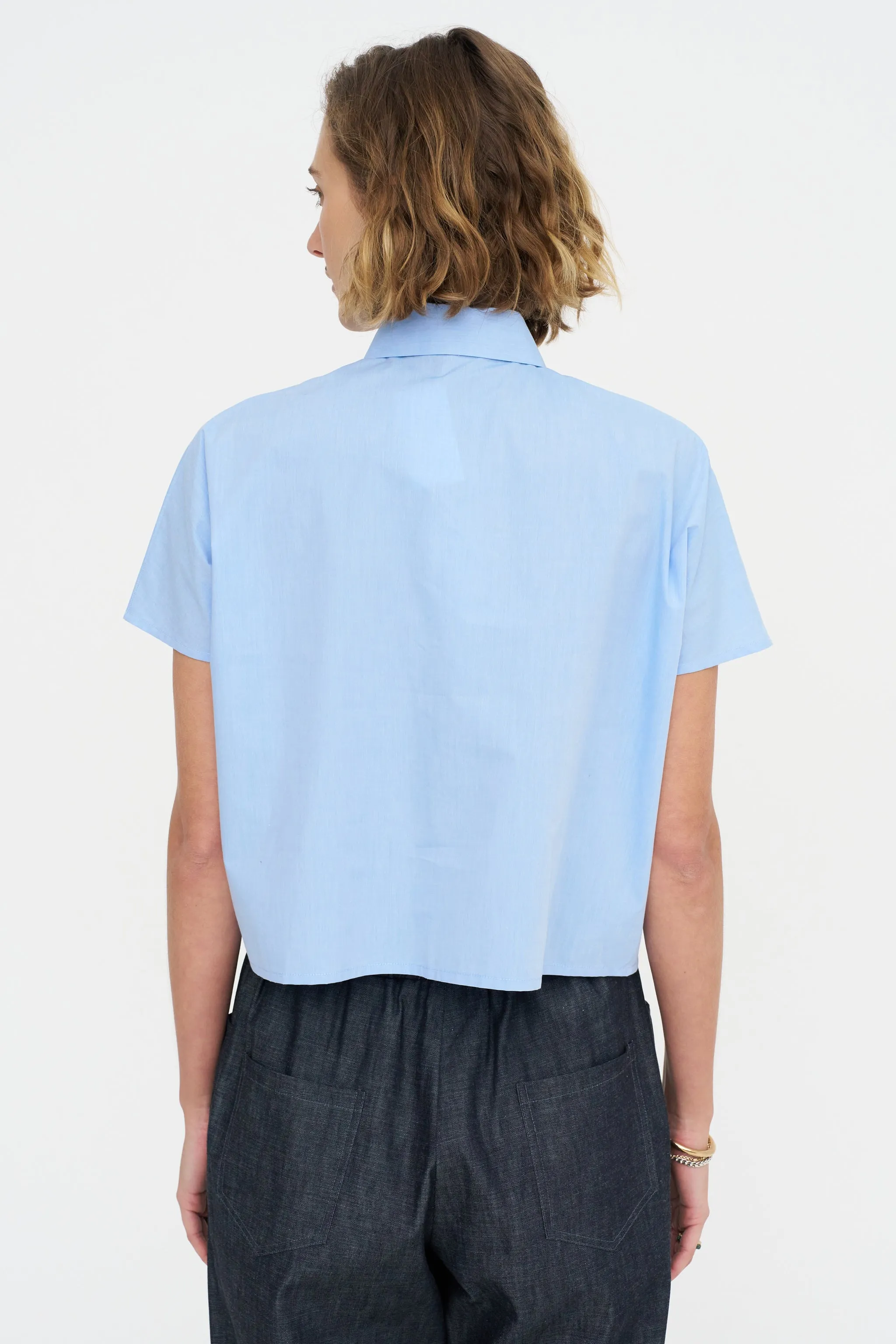 Crop Shirt - Popeline, Sky sold by Kick Pleat product image thumbnail 4