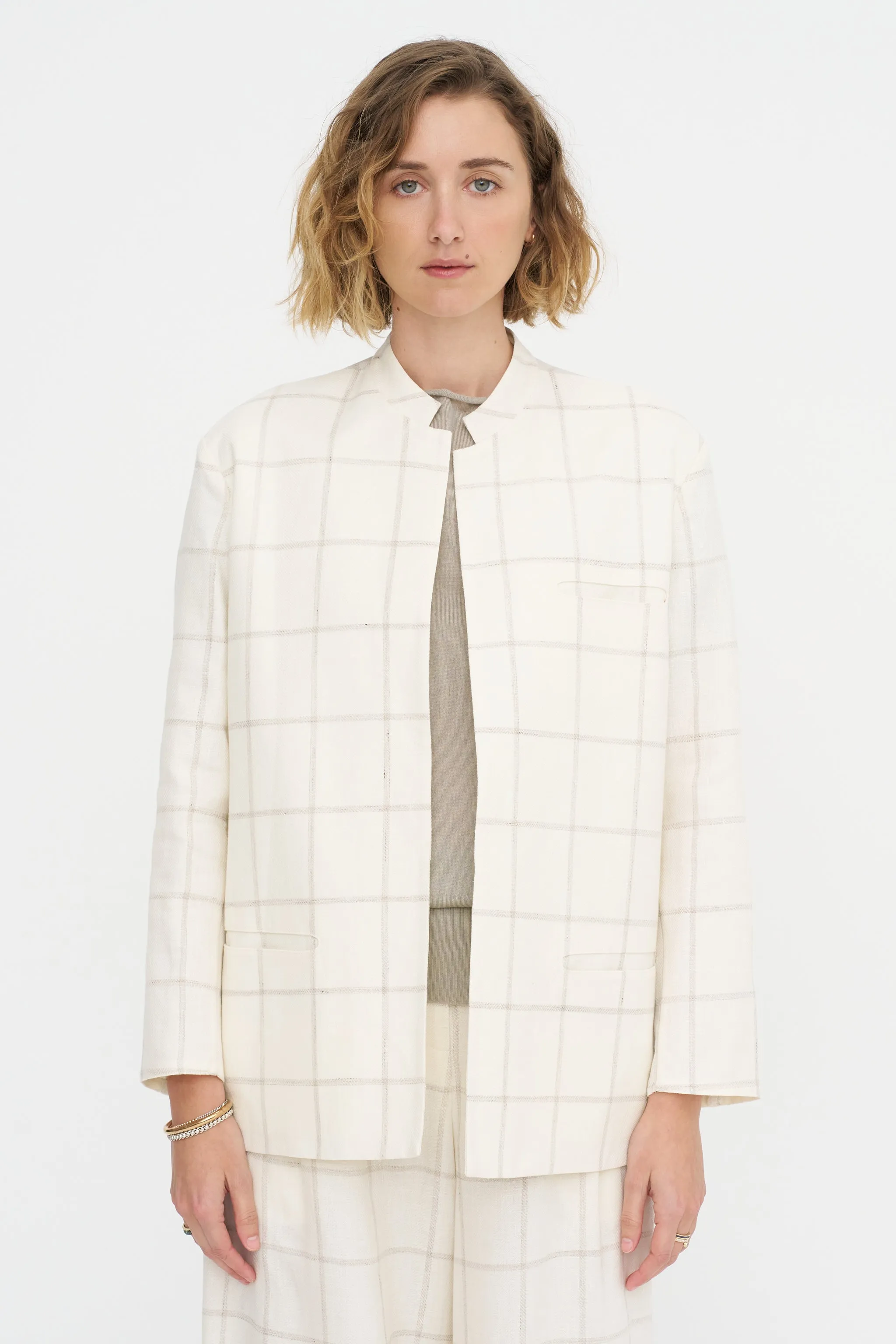 Mandarin Jacket - Scacchi, Ivory sold by Kick Pleat product image thumbnail 2