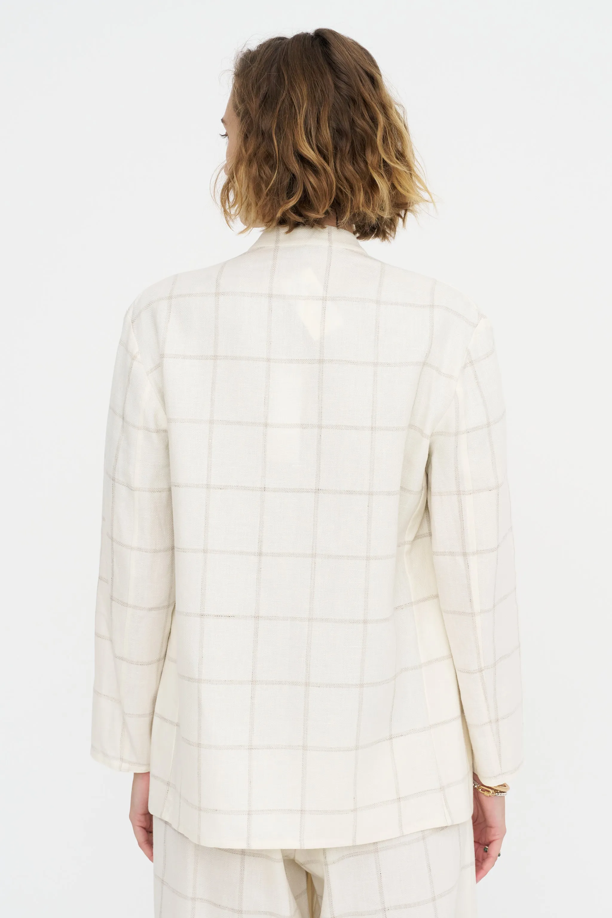 Mandarin Jacket - Scacchi, Ivory sold by Kick Pleat product image thumbnail 4