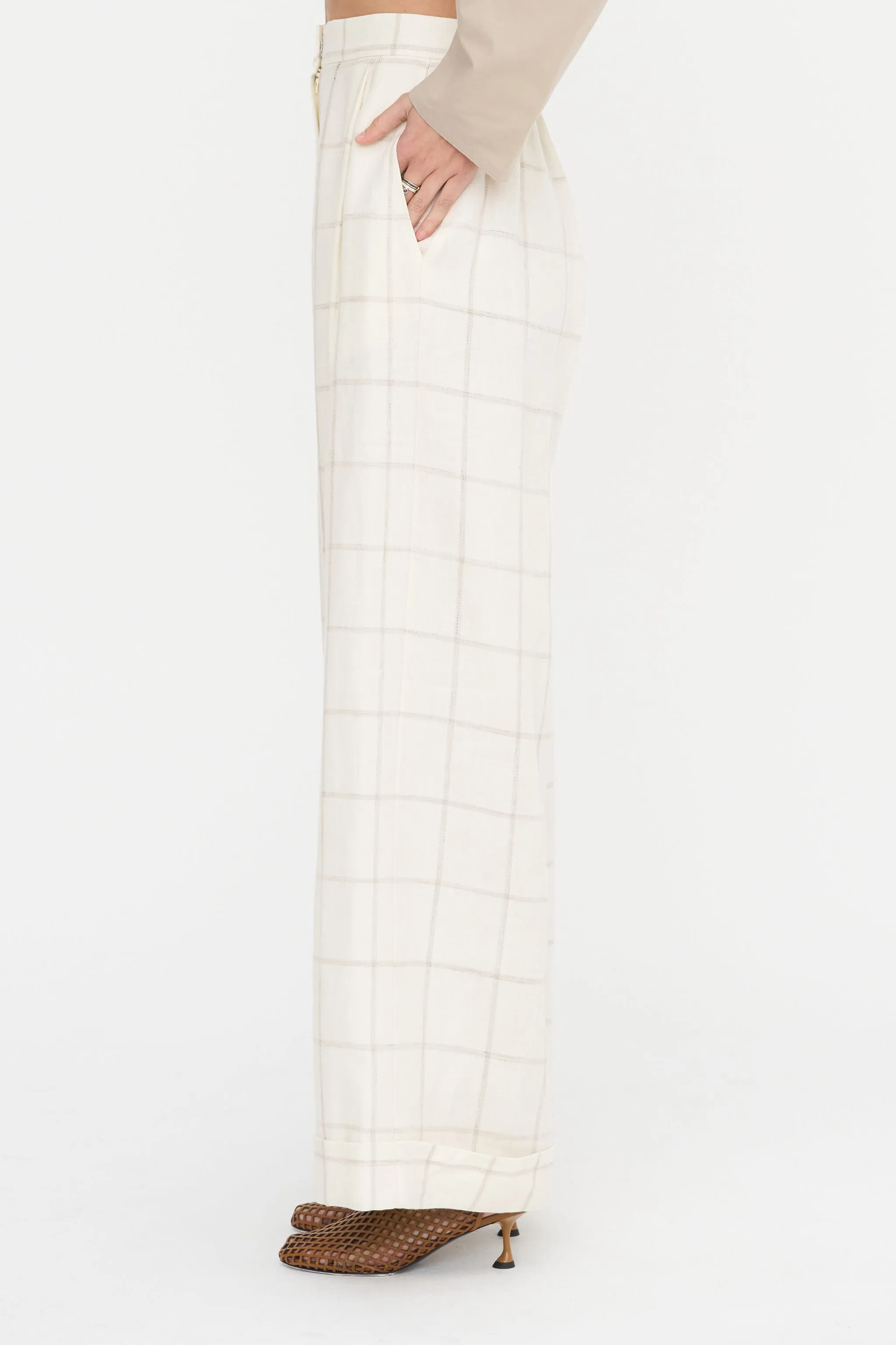 Full Pants Ankle - Scacchi, Ivory sold by Kick Pleat product image thumbnail 3