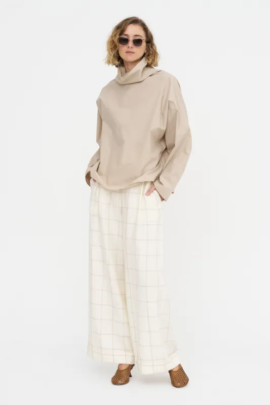 Full Pants Ankle - Scacchi, Ivory sold by Kick Pleat