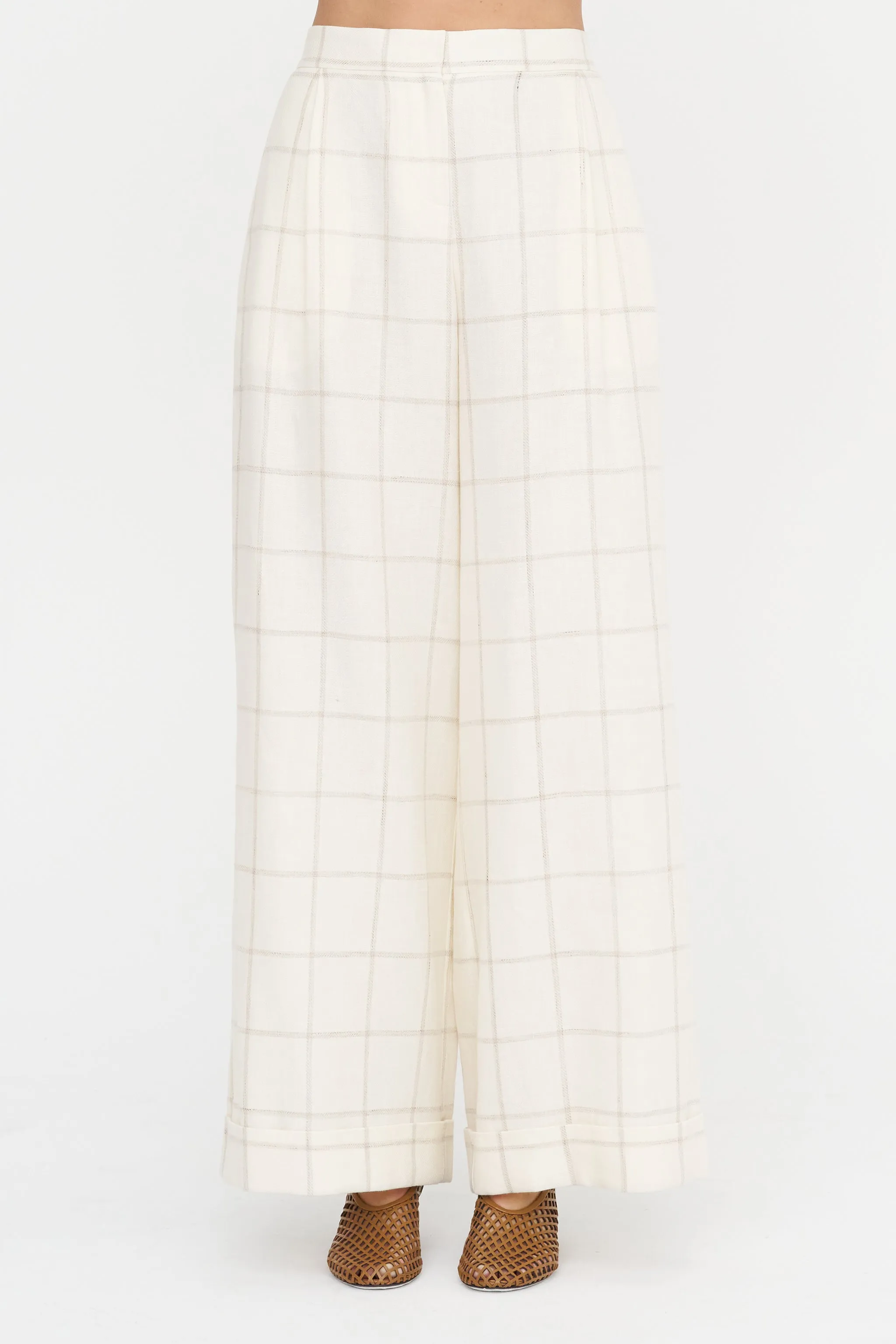 Full Pants Ankle - Scacchi, Ivory sold by Kick Pleat product image thumbnail 2