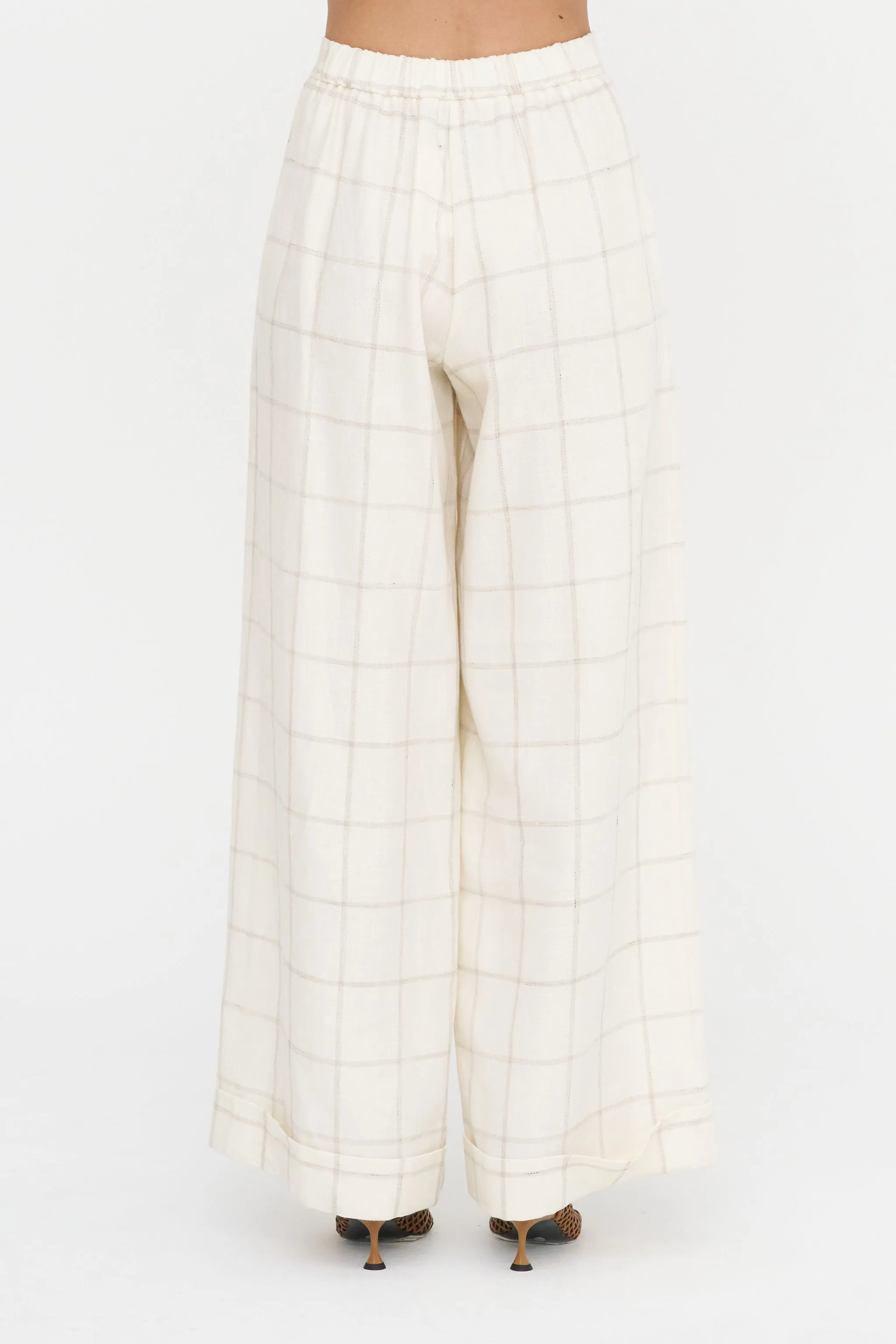 Full Pants Ankle - Scacchi, Ivory sold by Kick Pleat product image thumbnail 4