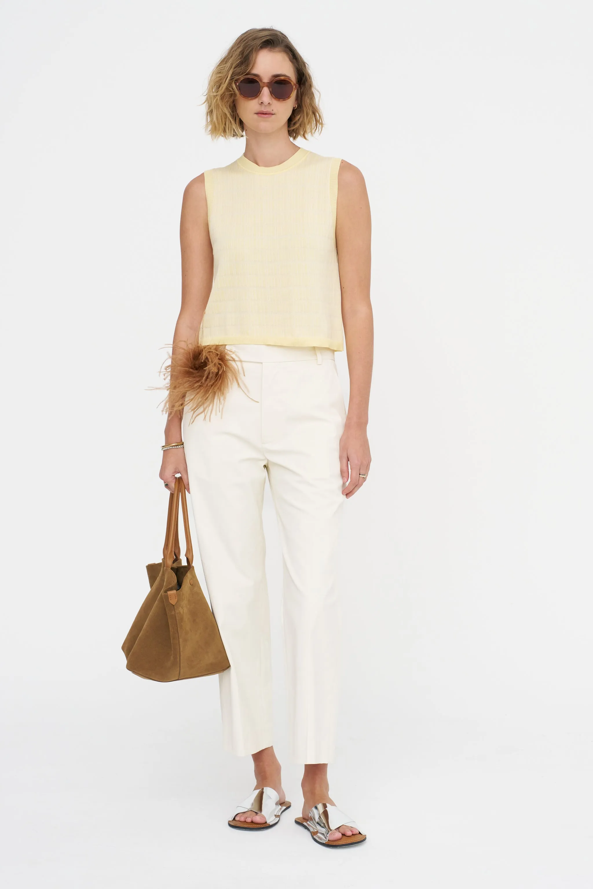 Bicolor Jacquard Gilet, Light Yellow sold by Kick Pleat