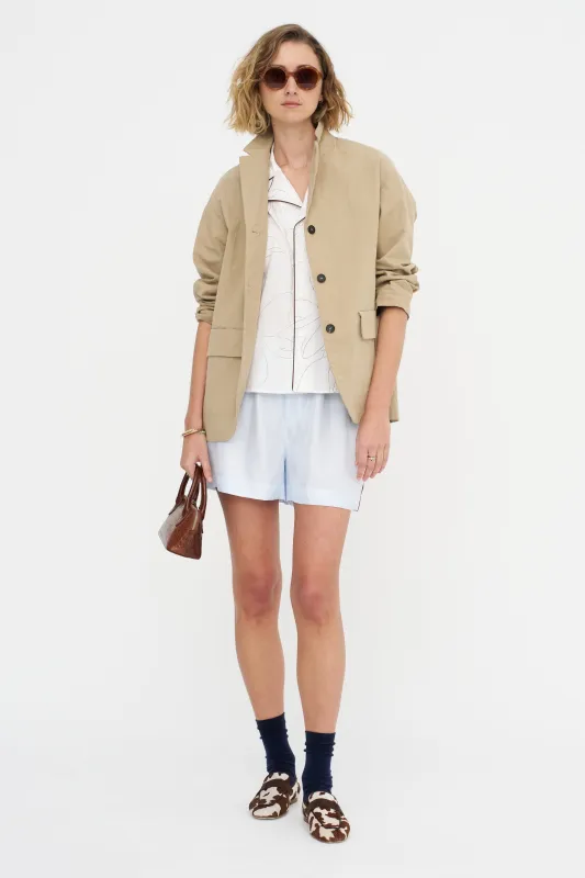 Short Sleeve Boxy Shirt, Brown & White made by Plan C