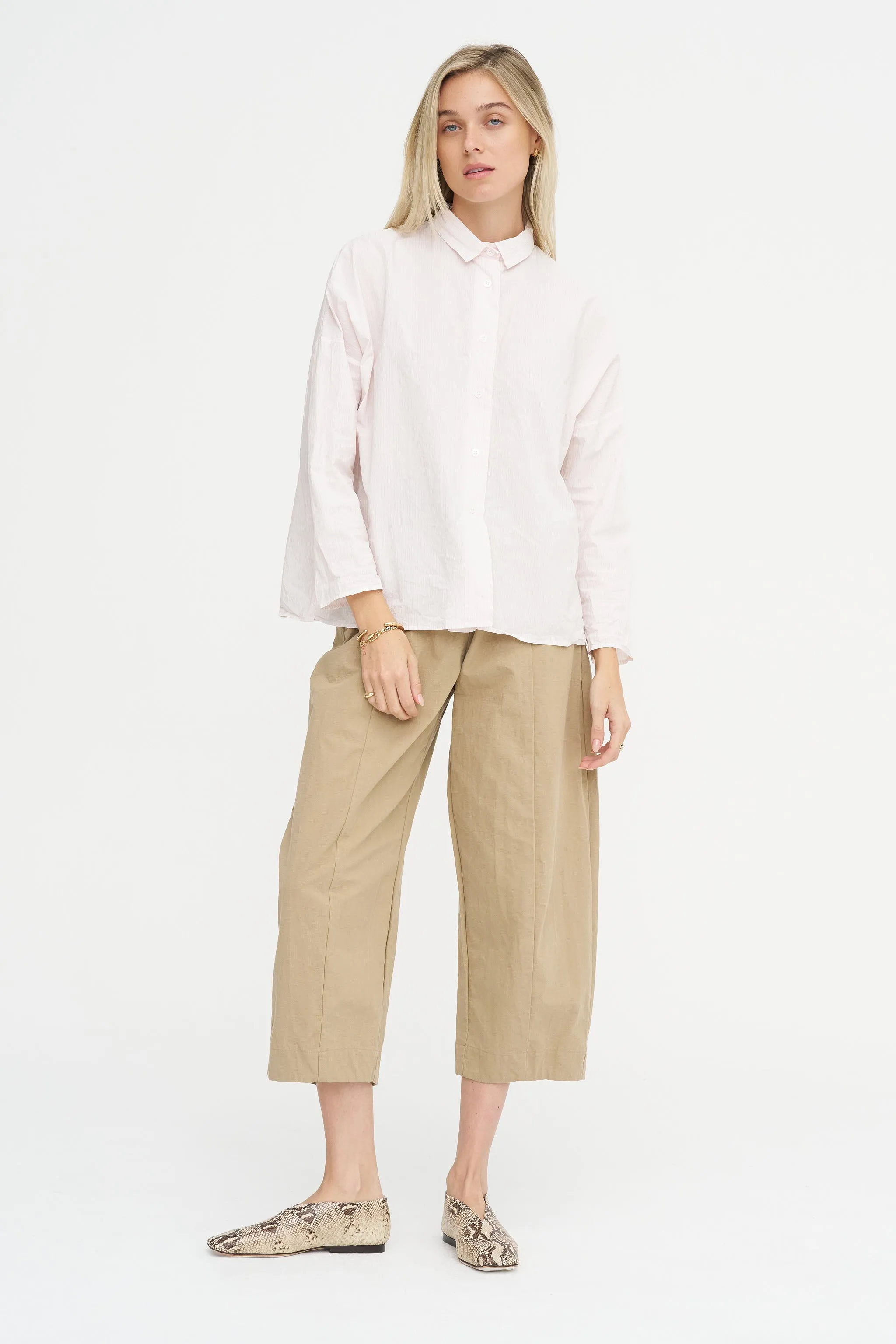 Tina Shirt, Pink Stripe sold by Kick Pleat