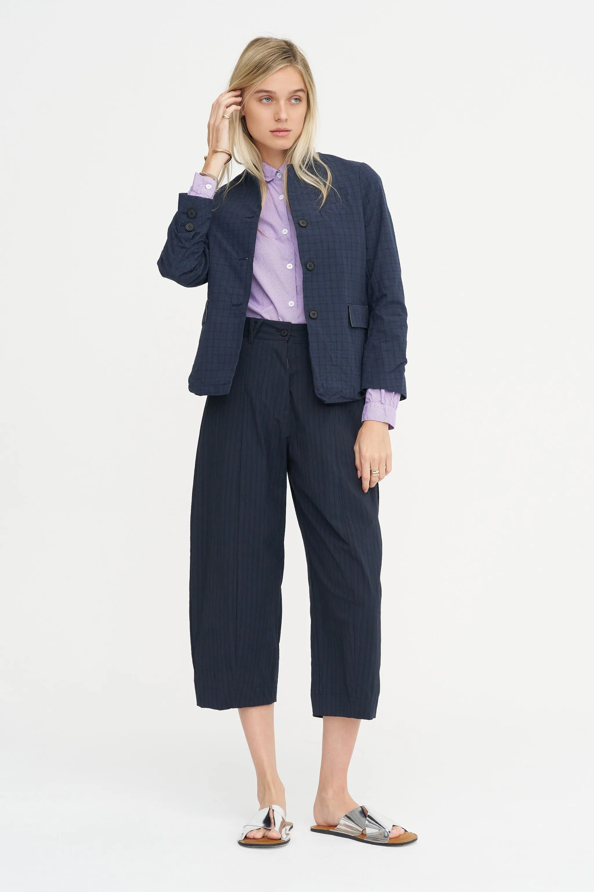 Tyrol Shirt, Purple Check sold by Kick Pleat