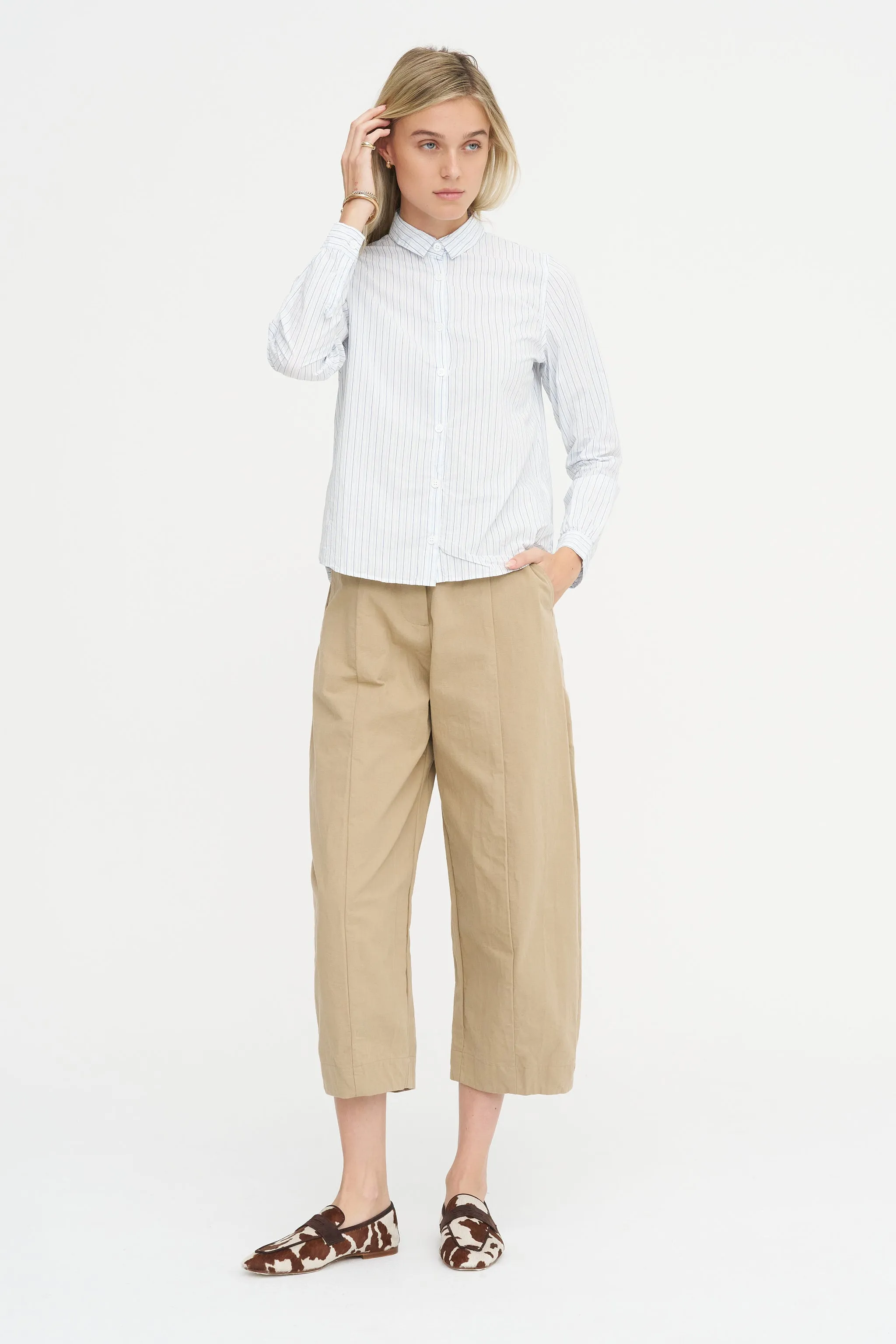 Tyrol Shirt, Blue Stripe sold by Kick Pleat