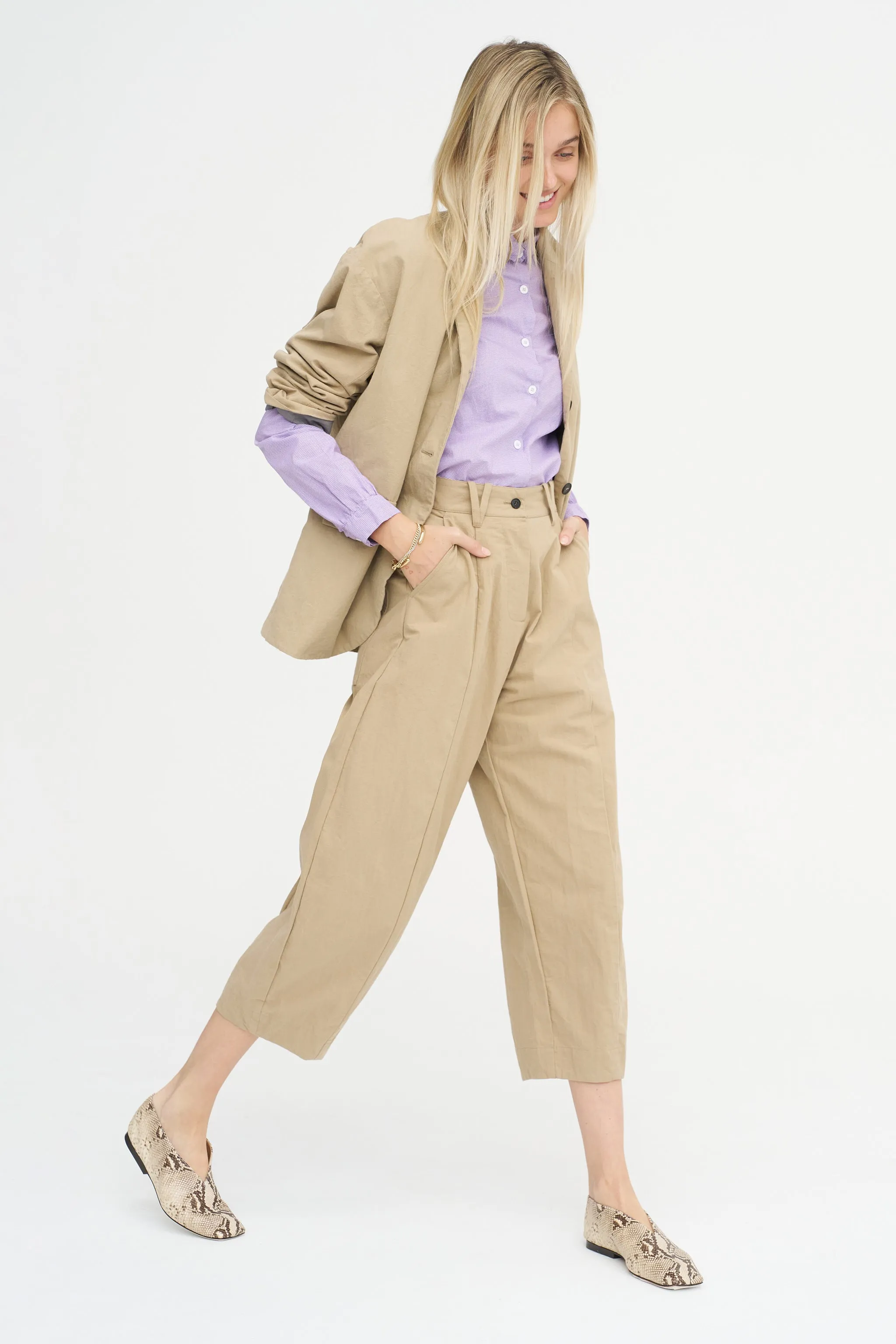Sandra Pants, Cream sold by Kick Pleat product image thumbnail 5