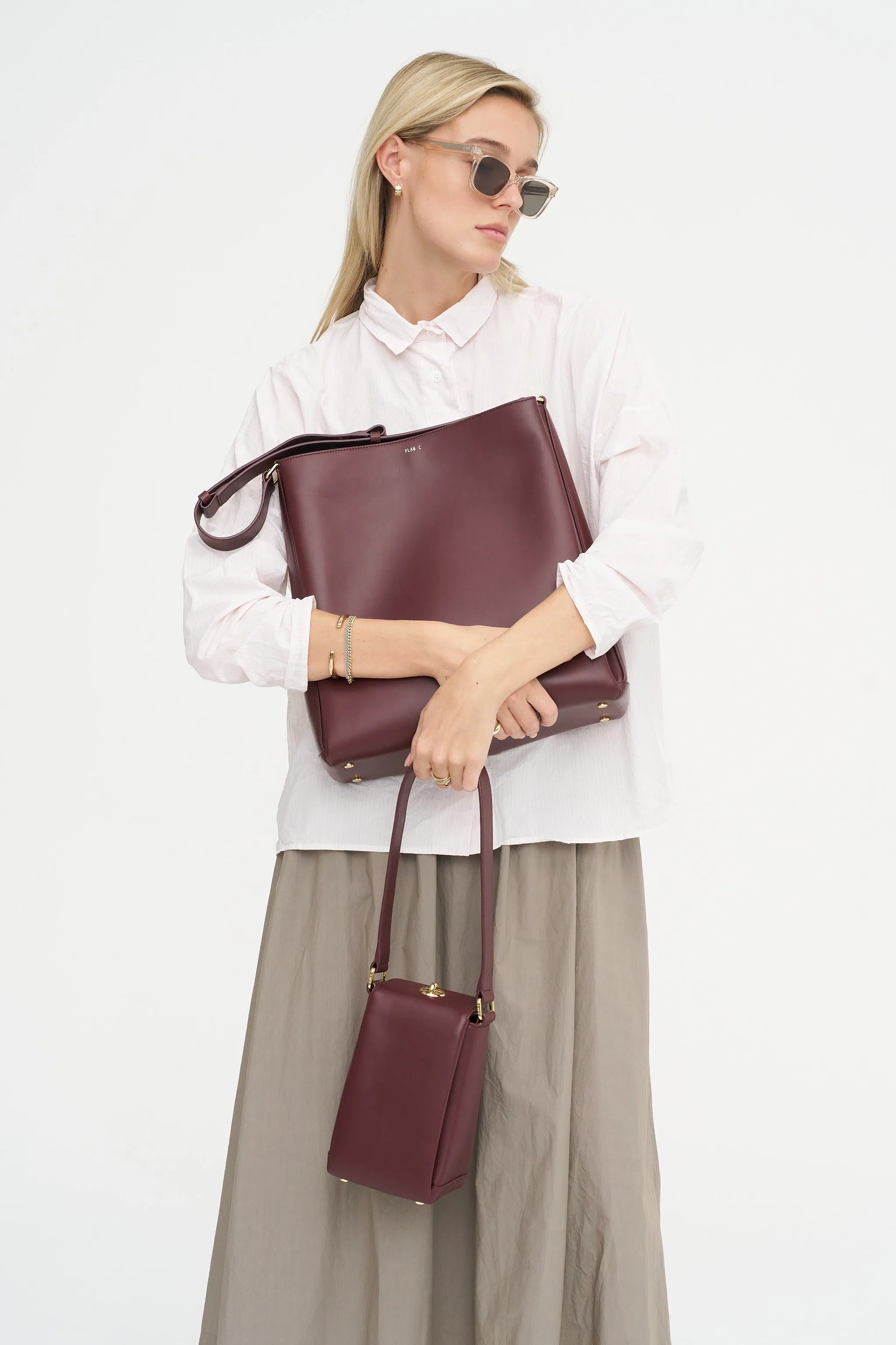 Folded Tote Bag, Burgundy sold by Kick Pleat product image thumbnail 5