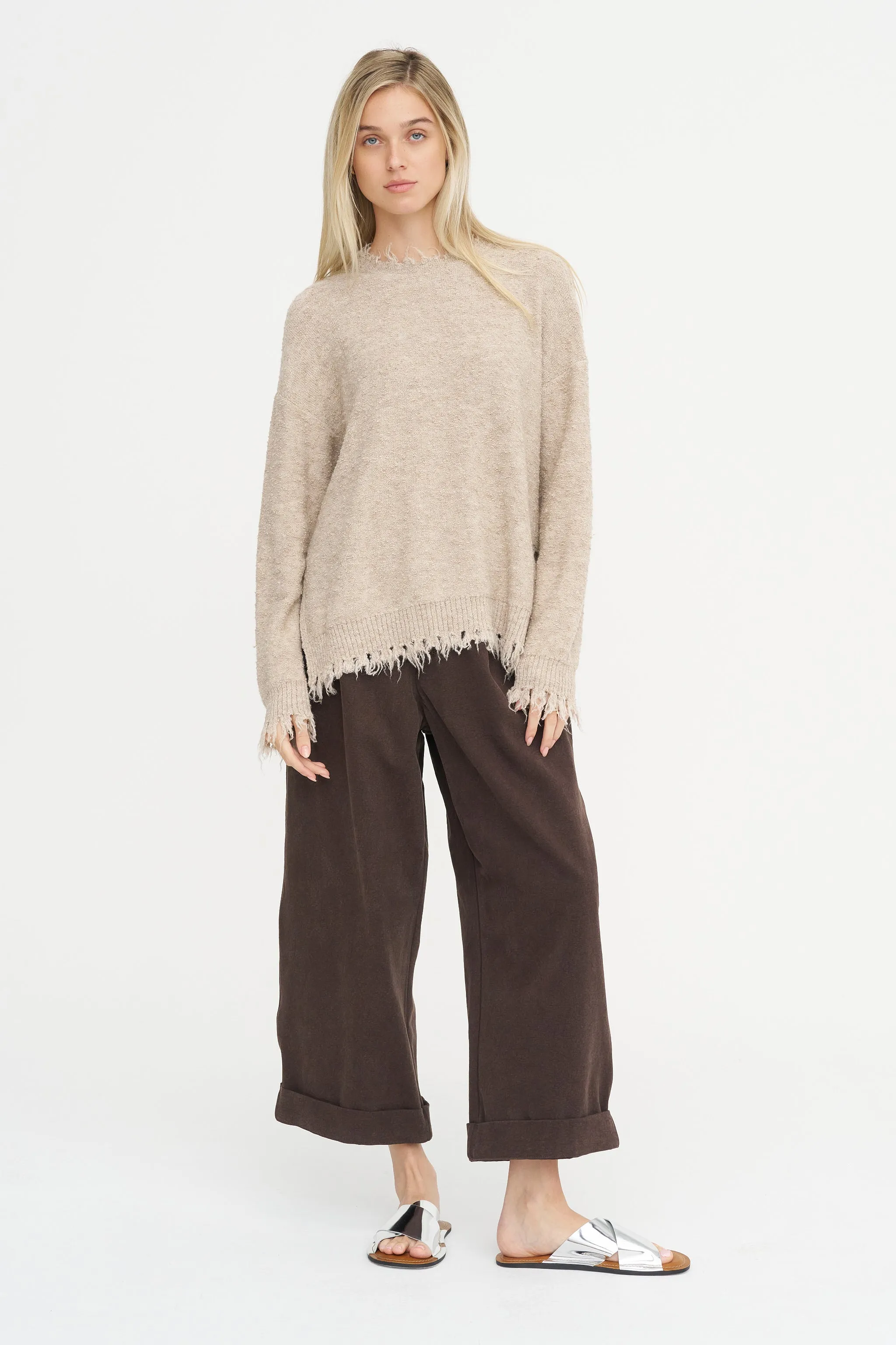 Fray Crewneck, Taupe sold by Kick Pleat product image thumbnail 2
