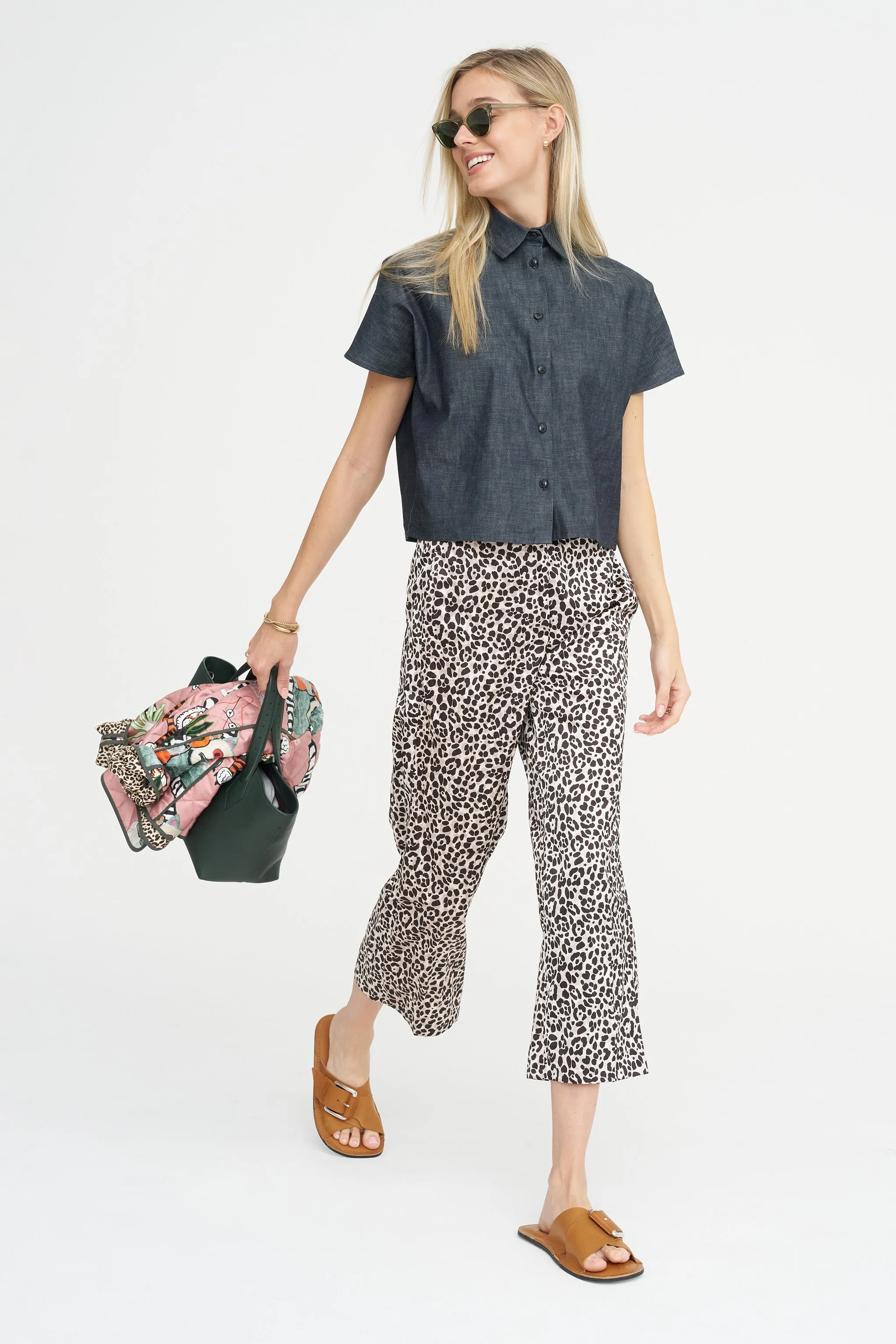 Cropped Cheetah Pants, Café Noir sold by Kick Pleat