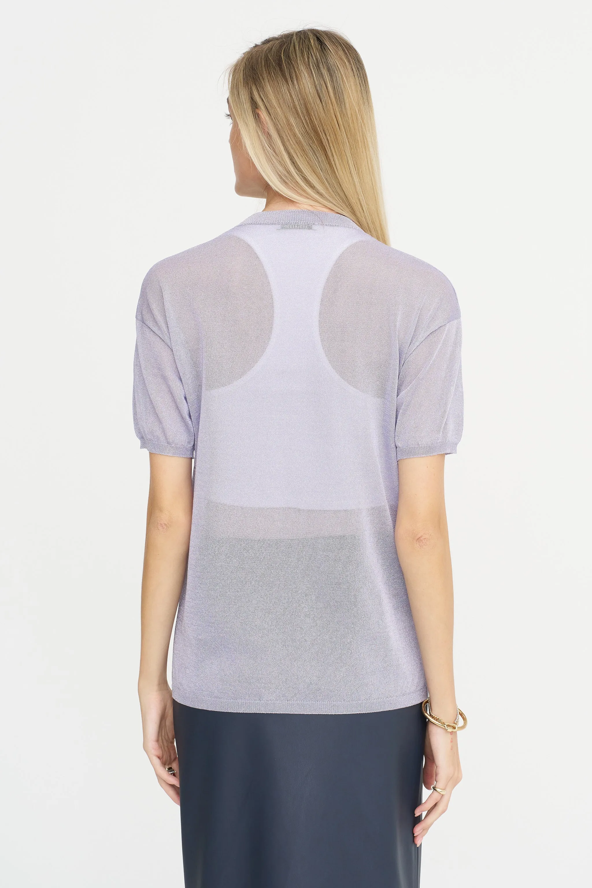 Sheer Knit Top, Lilac sold by Kick Pleat product image thumbnail 5