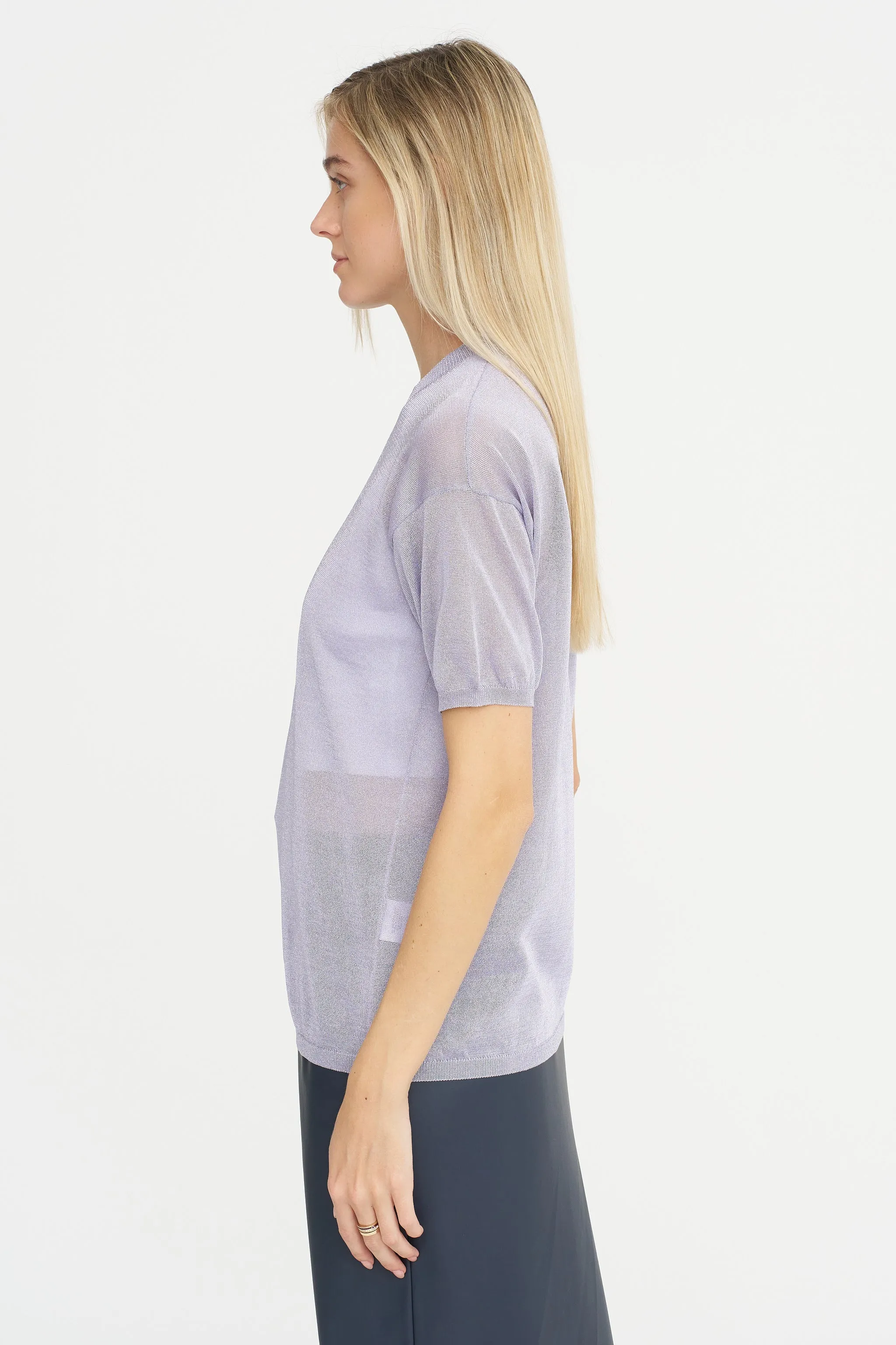 Sheer Knit Top, Lilac sold by Kick Pleat product image thumbnail 4
