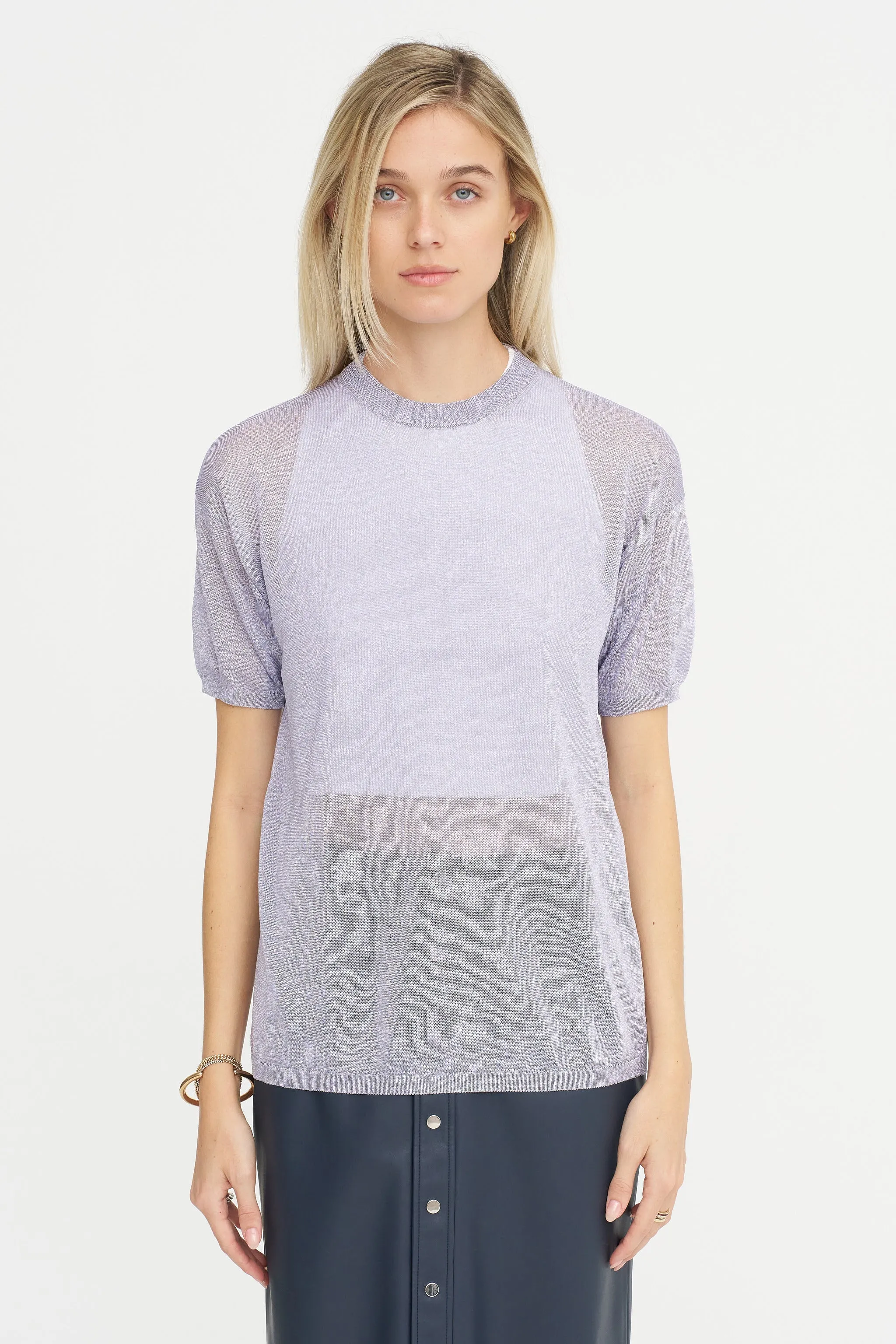 Sheer Knit Top, Lilac sold by Kick Pleat product image thumbnail 3