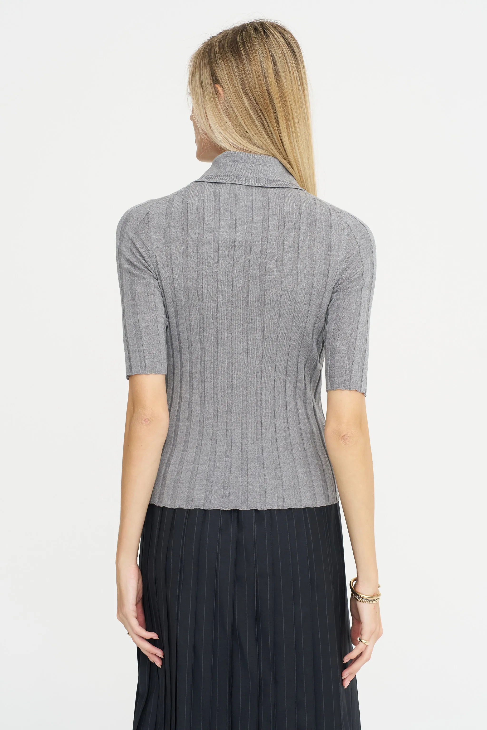 Sugarman Knit Polo, Gris sold by Kick Pleat product image thumbnail 4