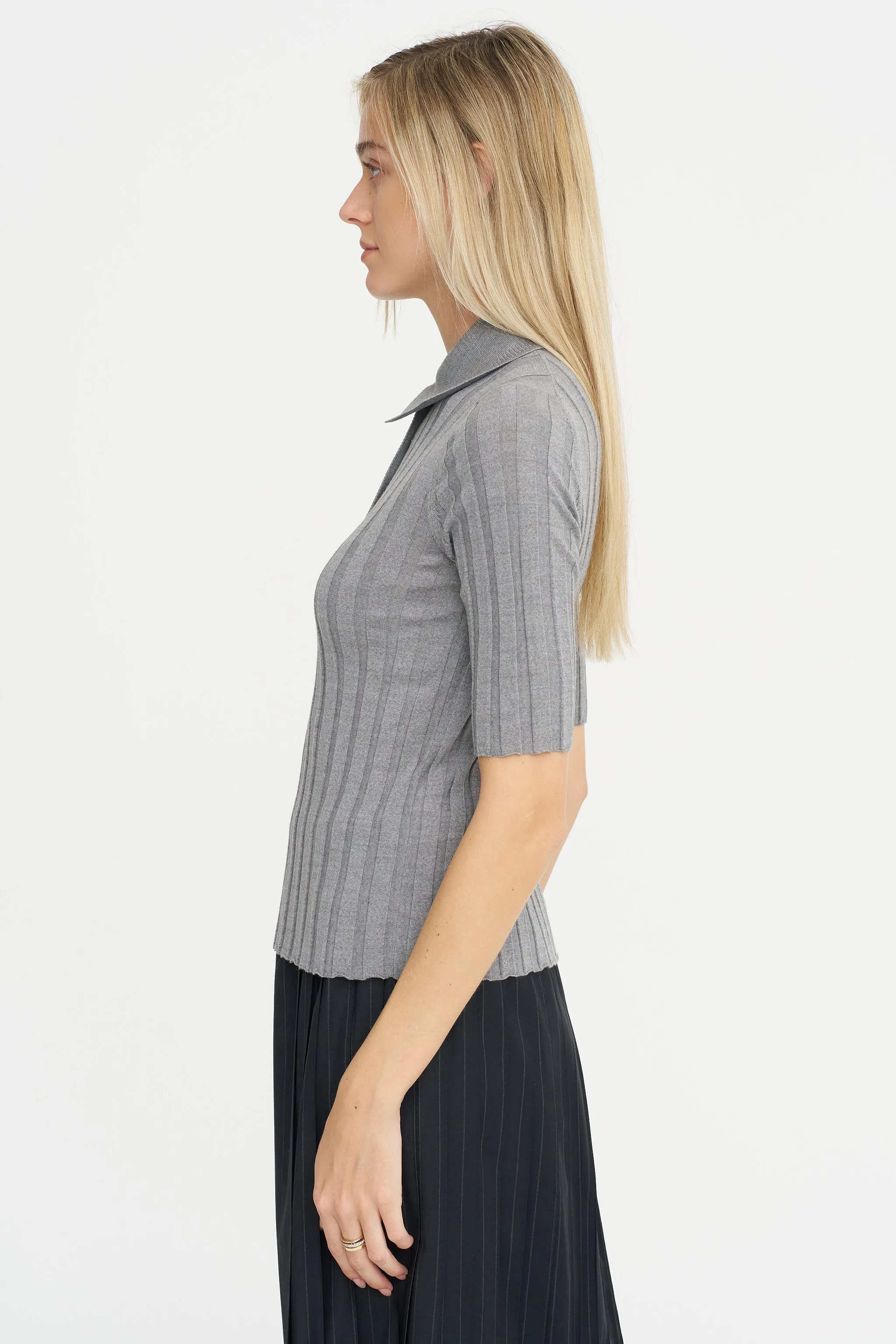 Sugarman Knit Polo, Gris sold by Kick Pleat product image thumbnail 3