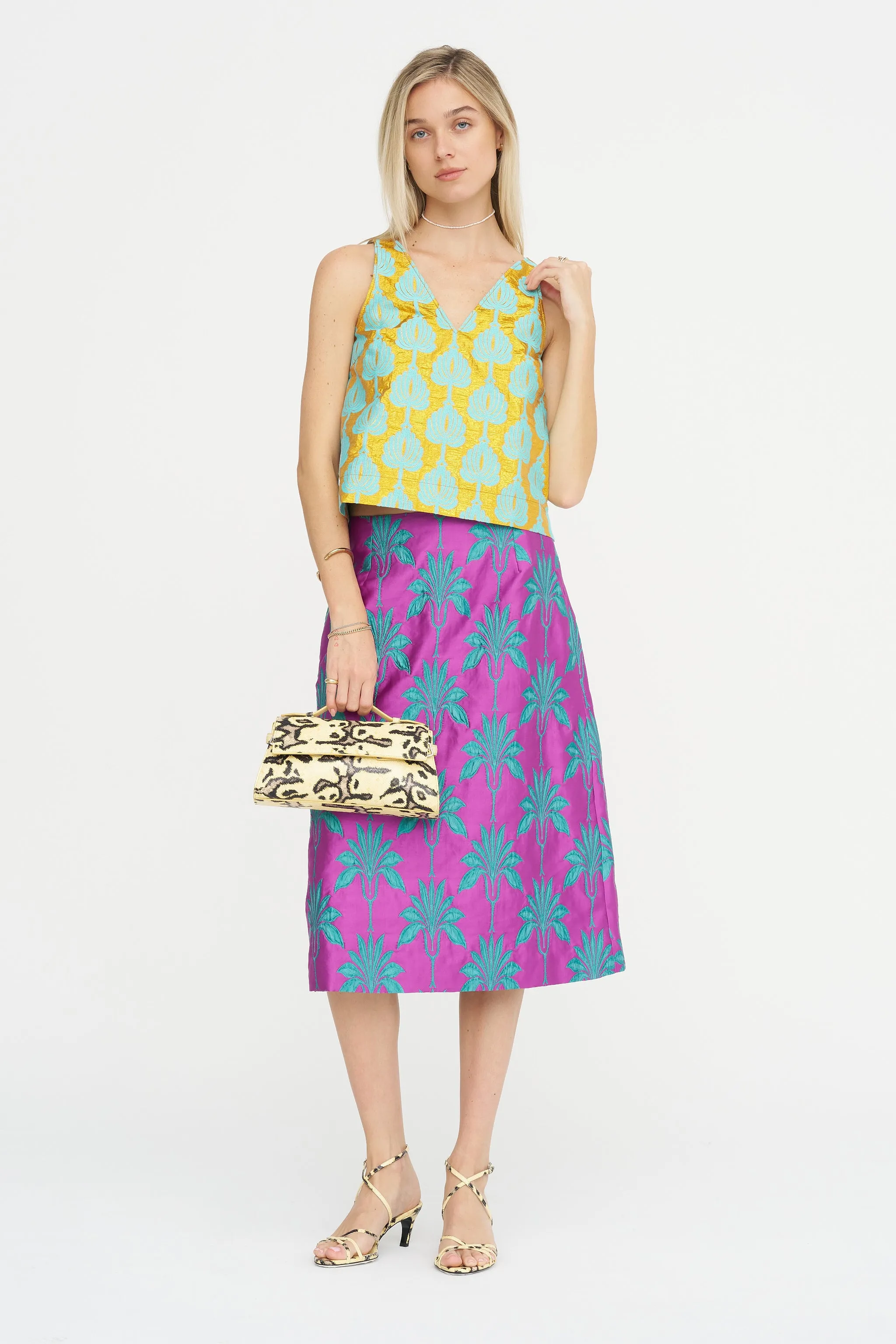 Matelassé Palms Top, Pool sold by Kick Pleat product image thumbnail 5