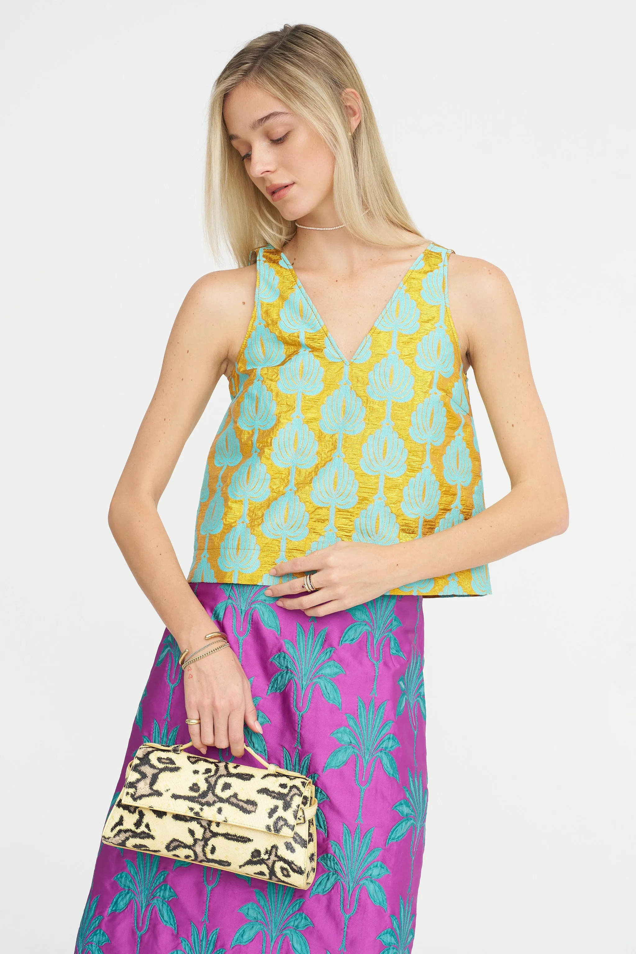 Matelassé Palms Top, Pool sold by Kick Pleat