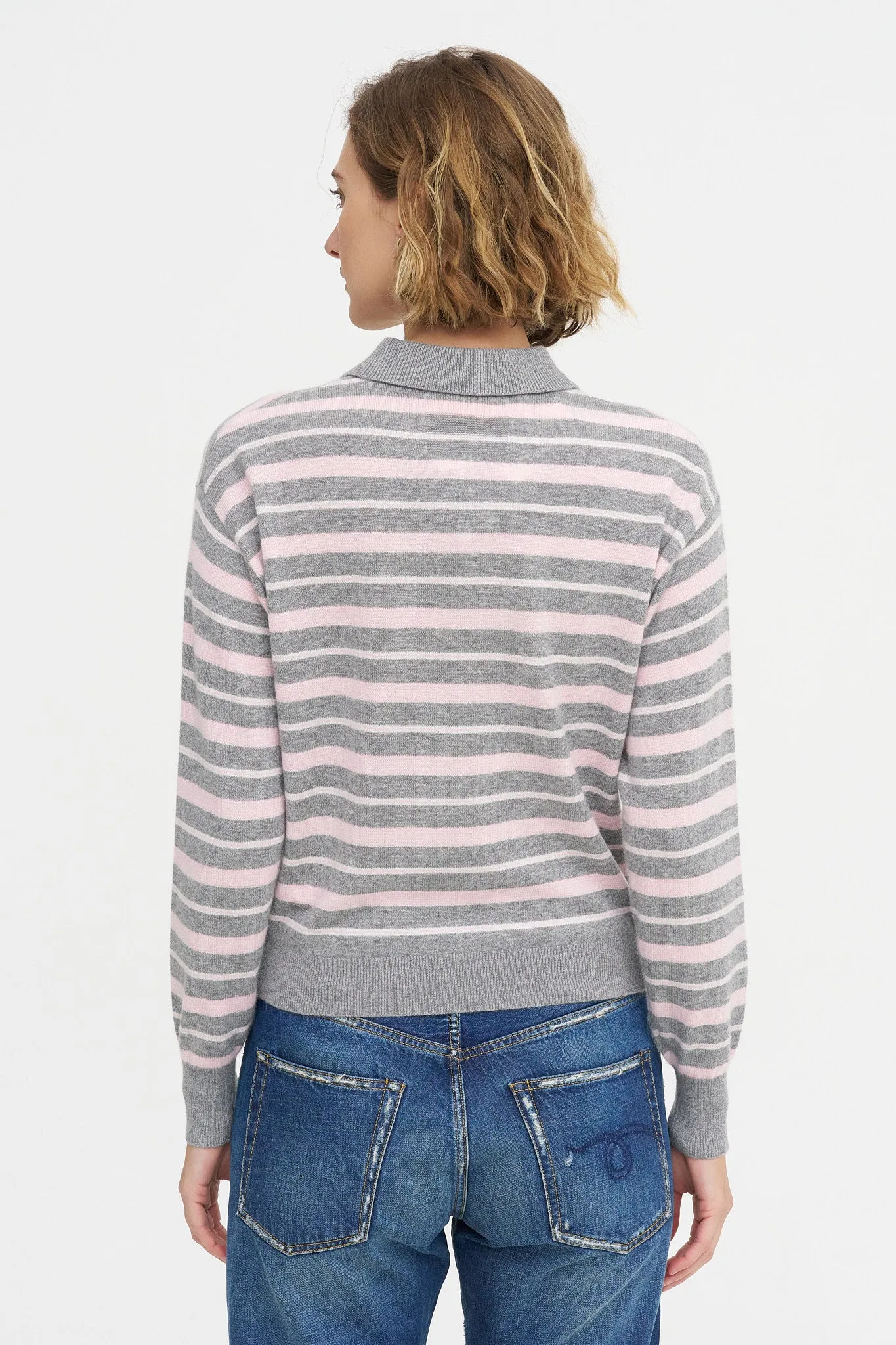 Collegiate Stripe Polo, Heather Grey Combo sold by Kick Pleat product image thumbnail 4