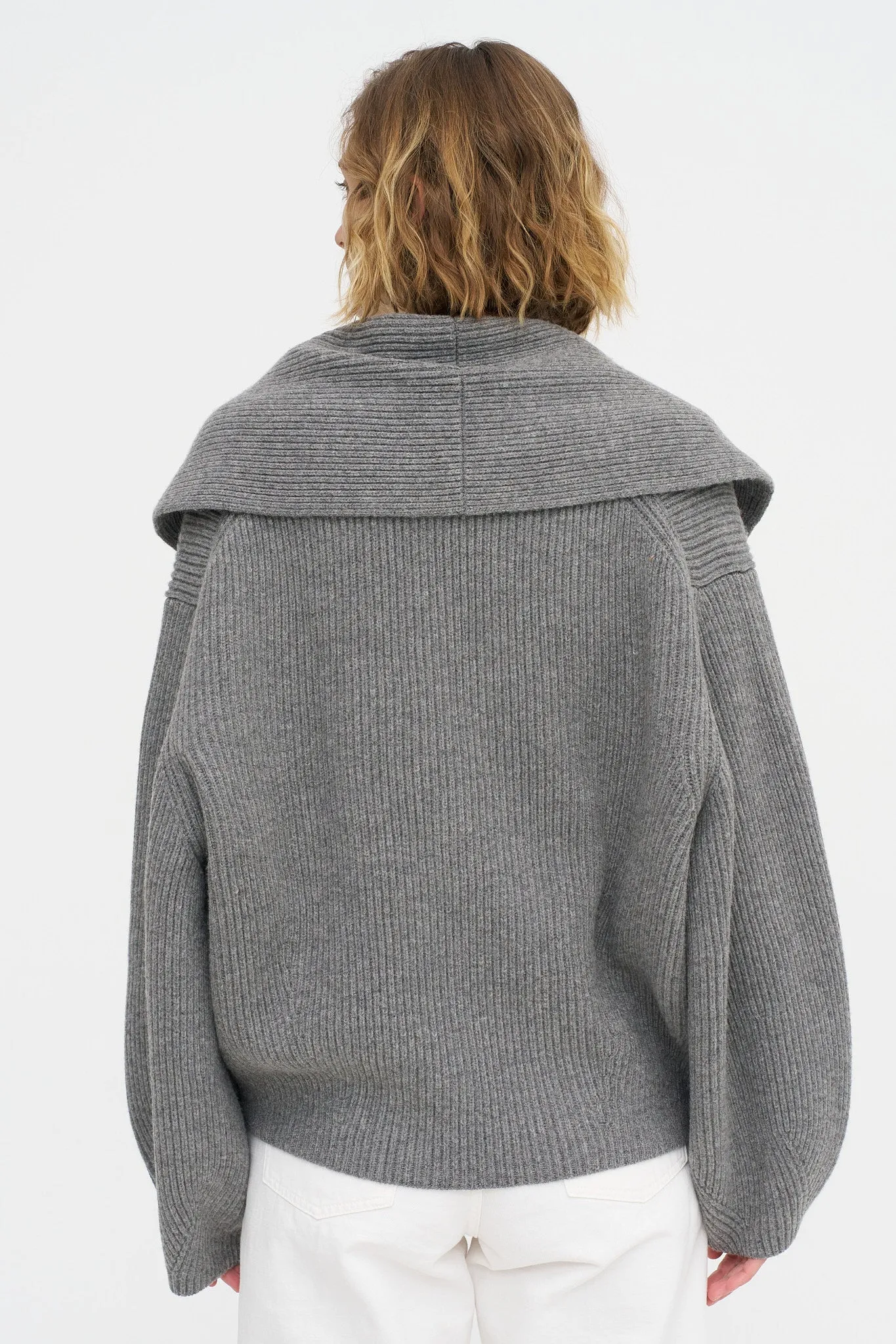 Shawl-lapel Cardigan, Mid-Grey sold by Kick Pleat product image thumbnail 5