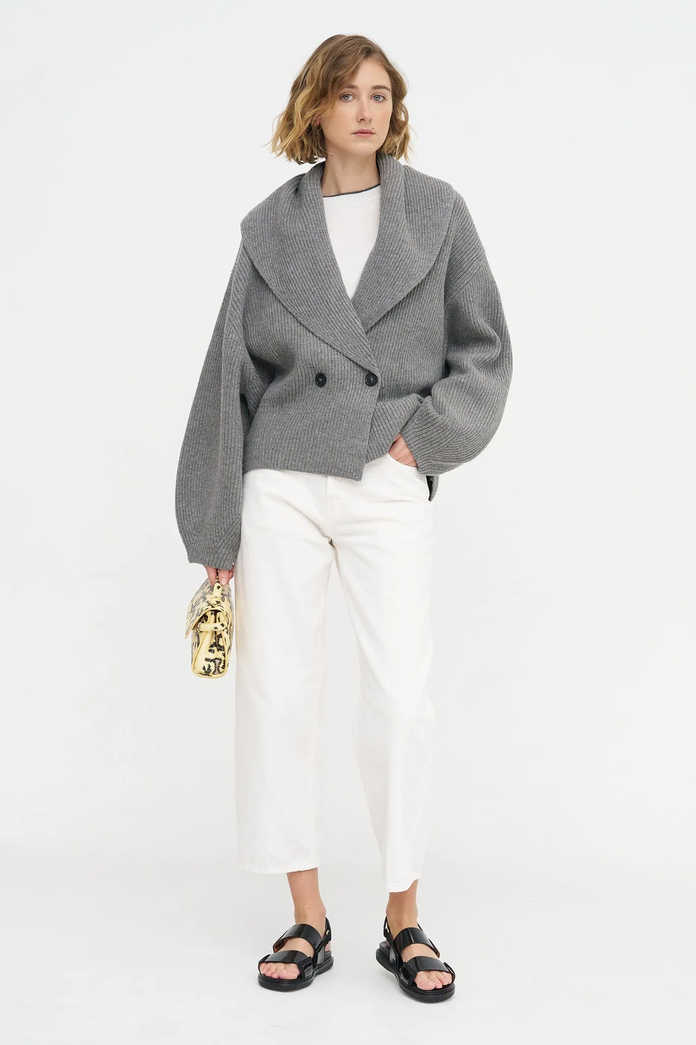 Shawl-lapel Cardigan, Mid-Grey sold by Kick Pleat product image thumbnail 2