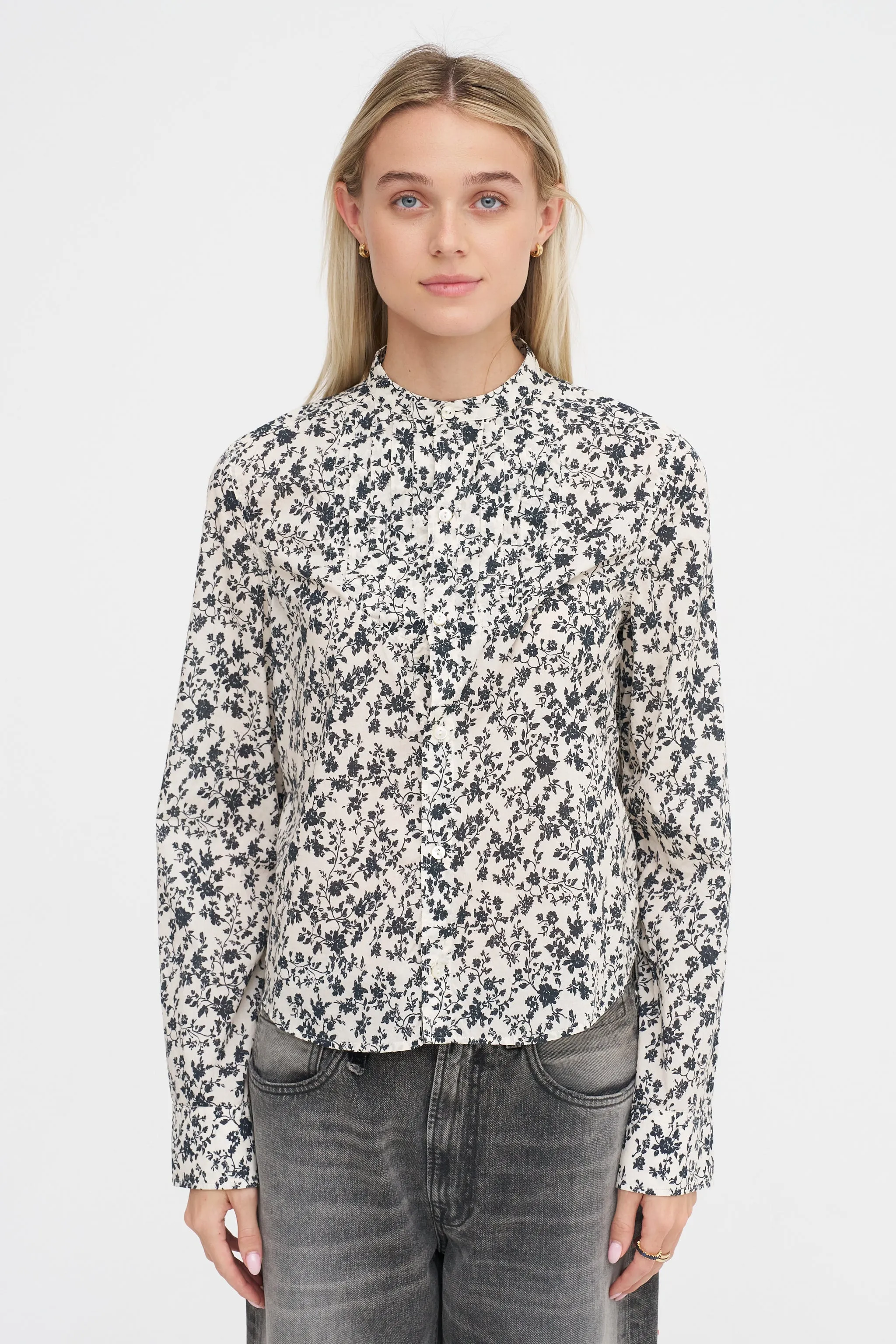 Pleated Tuxedo Front Shirt, Black Floral sold by Kick Pleat product image thumbnail 2