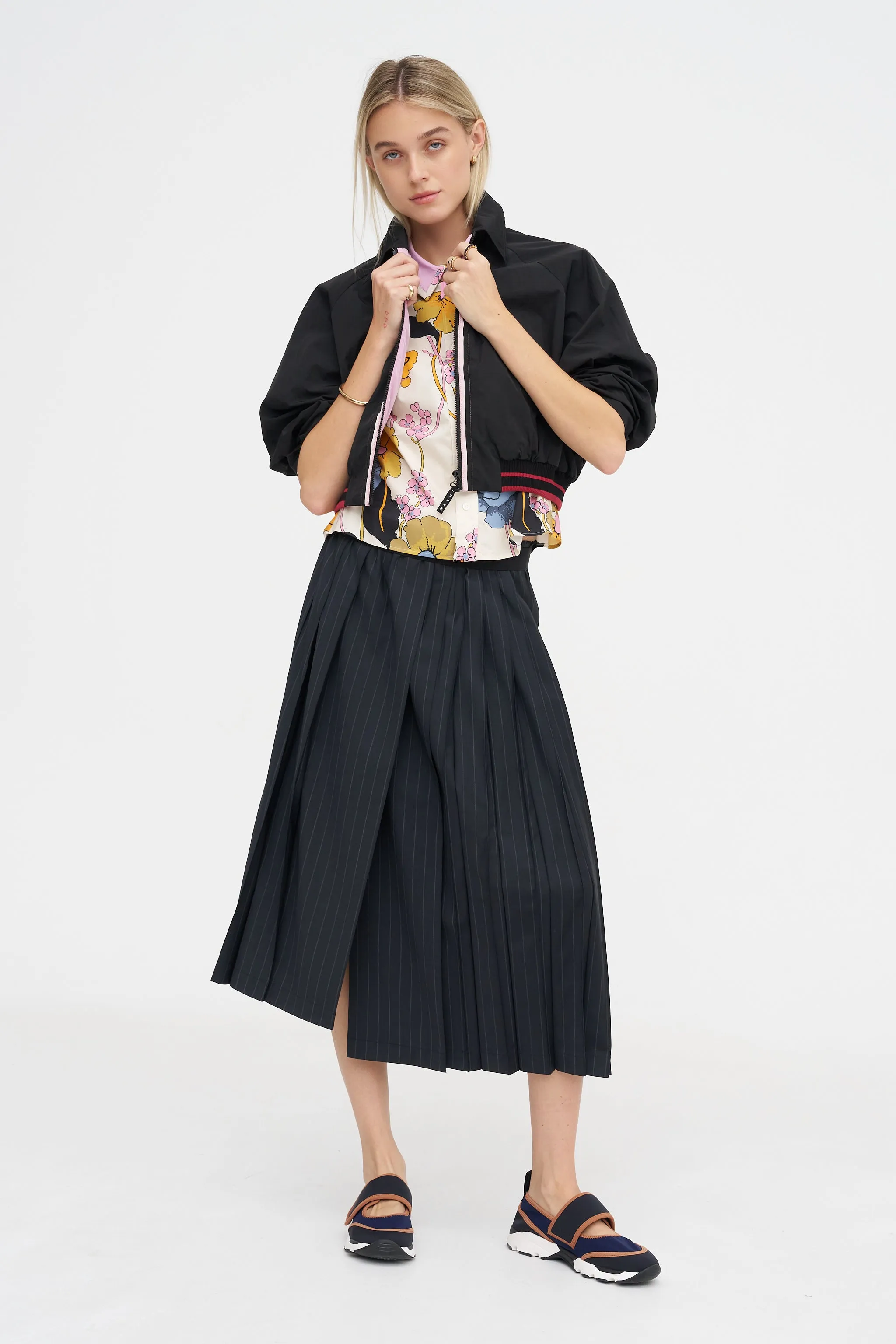 Melodia Print Cropped Shirt, Bone sold by Kick Pleat product image thumbnail 5