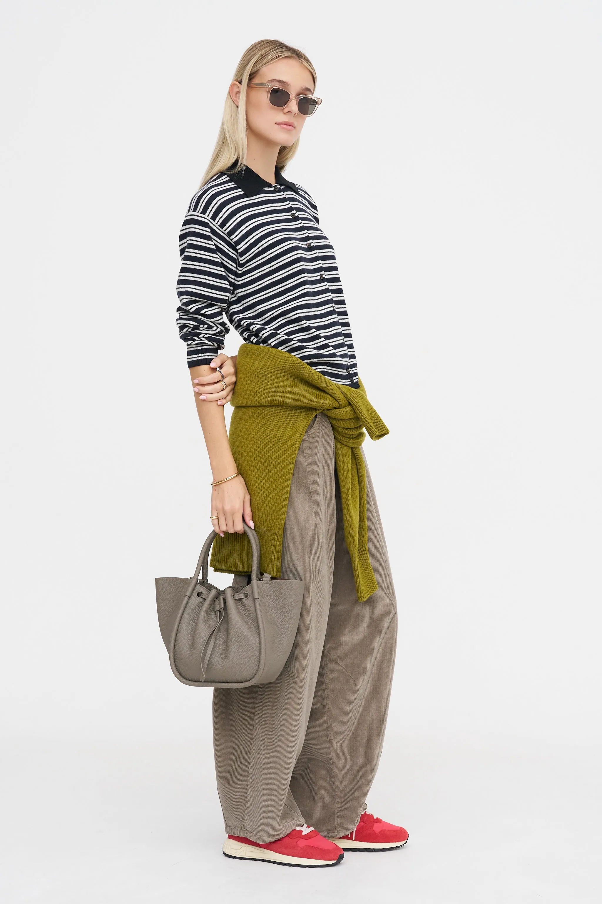 Merino Wool Striped Polo Cardigan, Black & White sold by Kick Pleat product image thumbnail 5