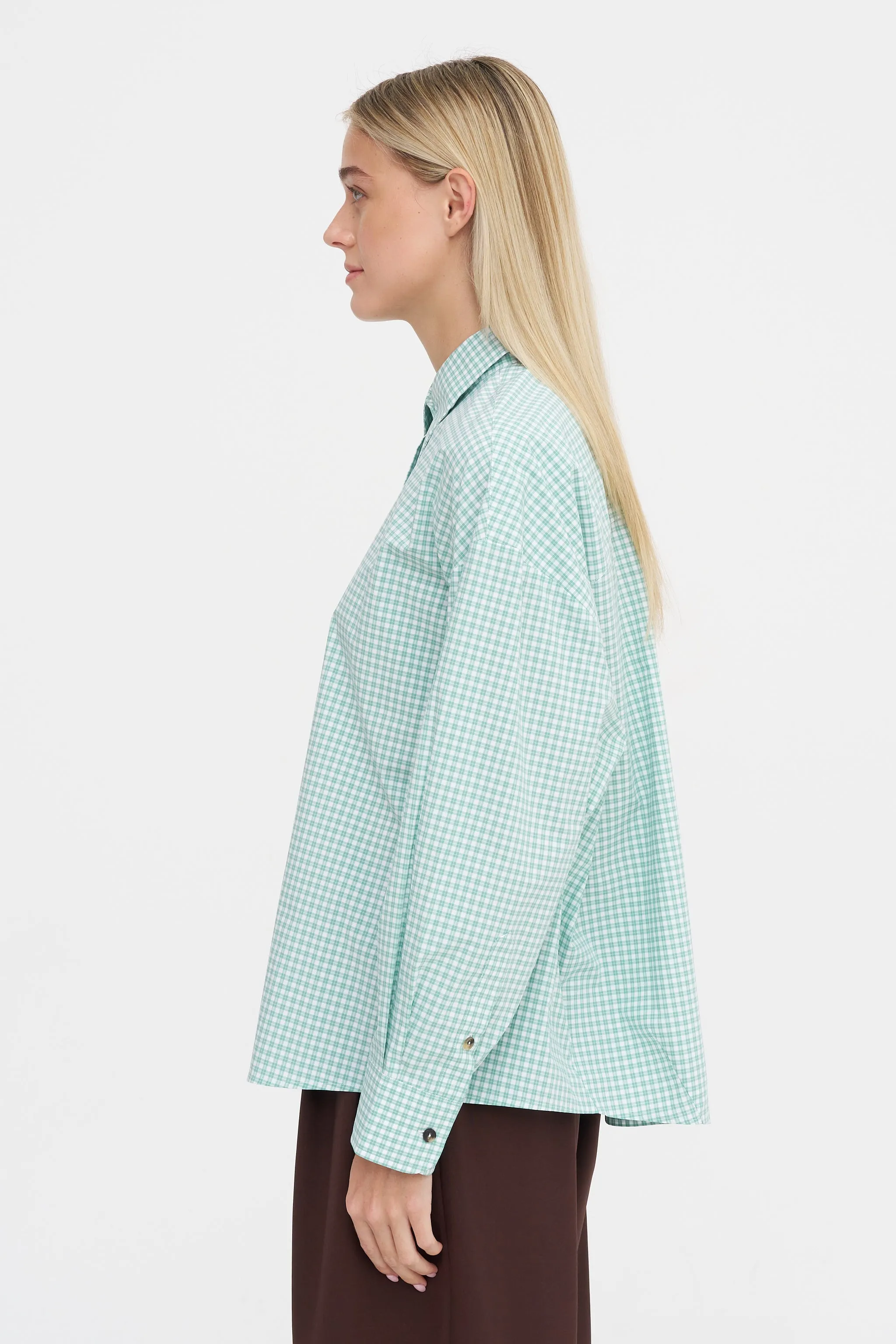 Oversized Shirt Vichy, Green & White sold by Kick Pleat product image thumbnail 4