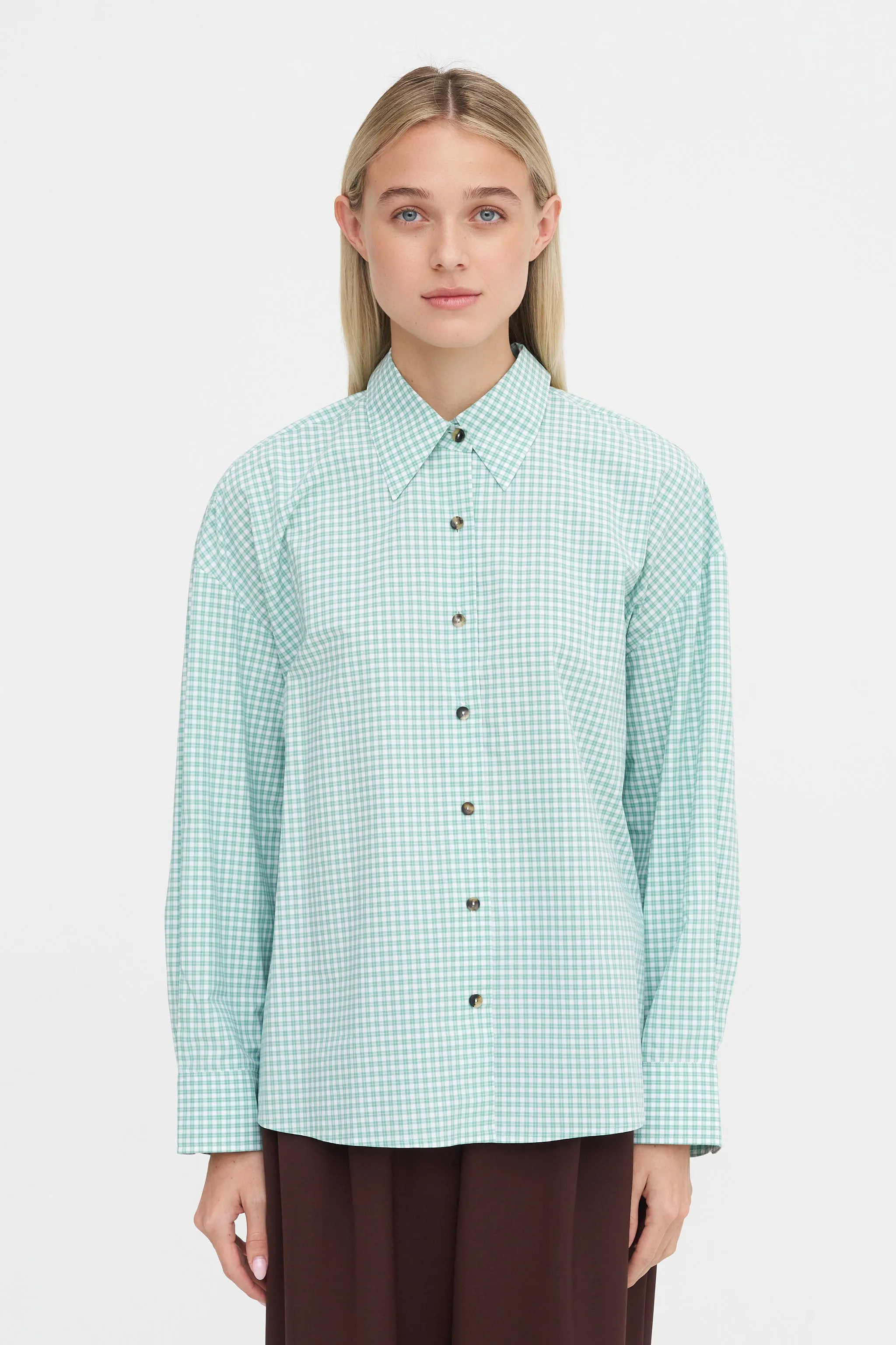 Oversized Shirt Vichy, Green & White sold by Kick Pleat product image thumbnail 3